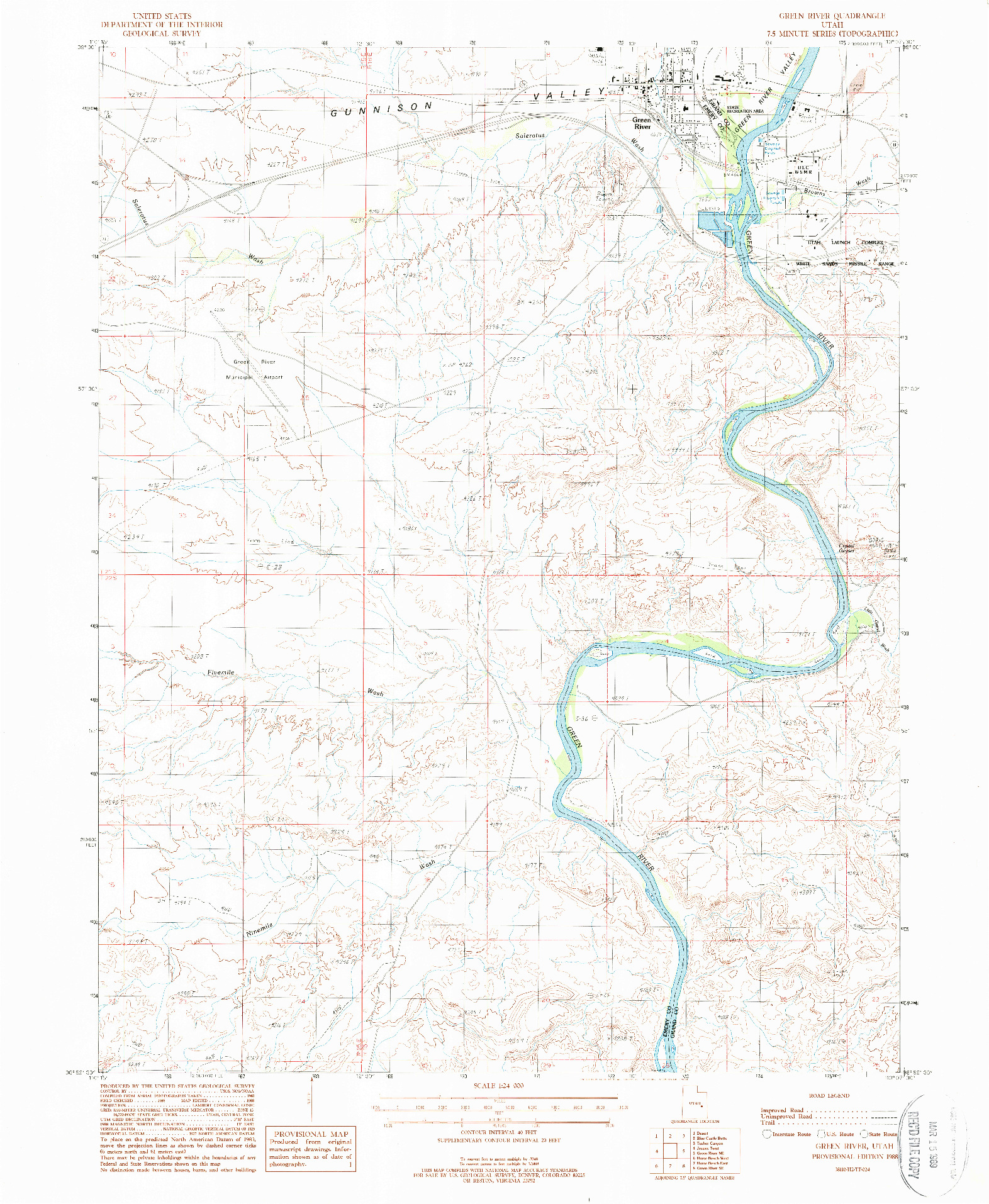 USGS 1:24000-SCALE QUADRANGLE FOR GREEN RIVER, UT 1988