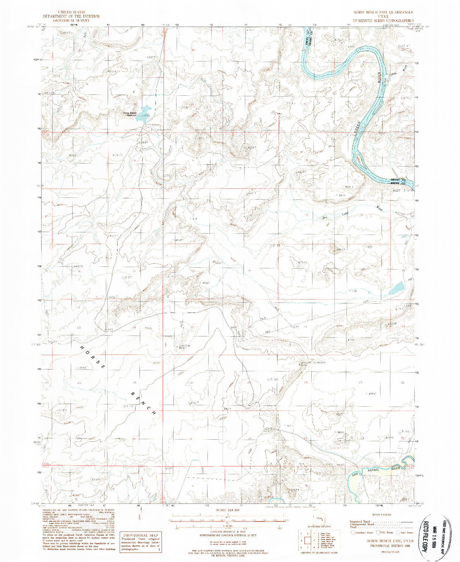 USGS 1:24000-SCALE QUADRANGLE FOR HORSE BENCH EAST, UT 1988