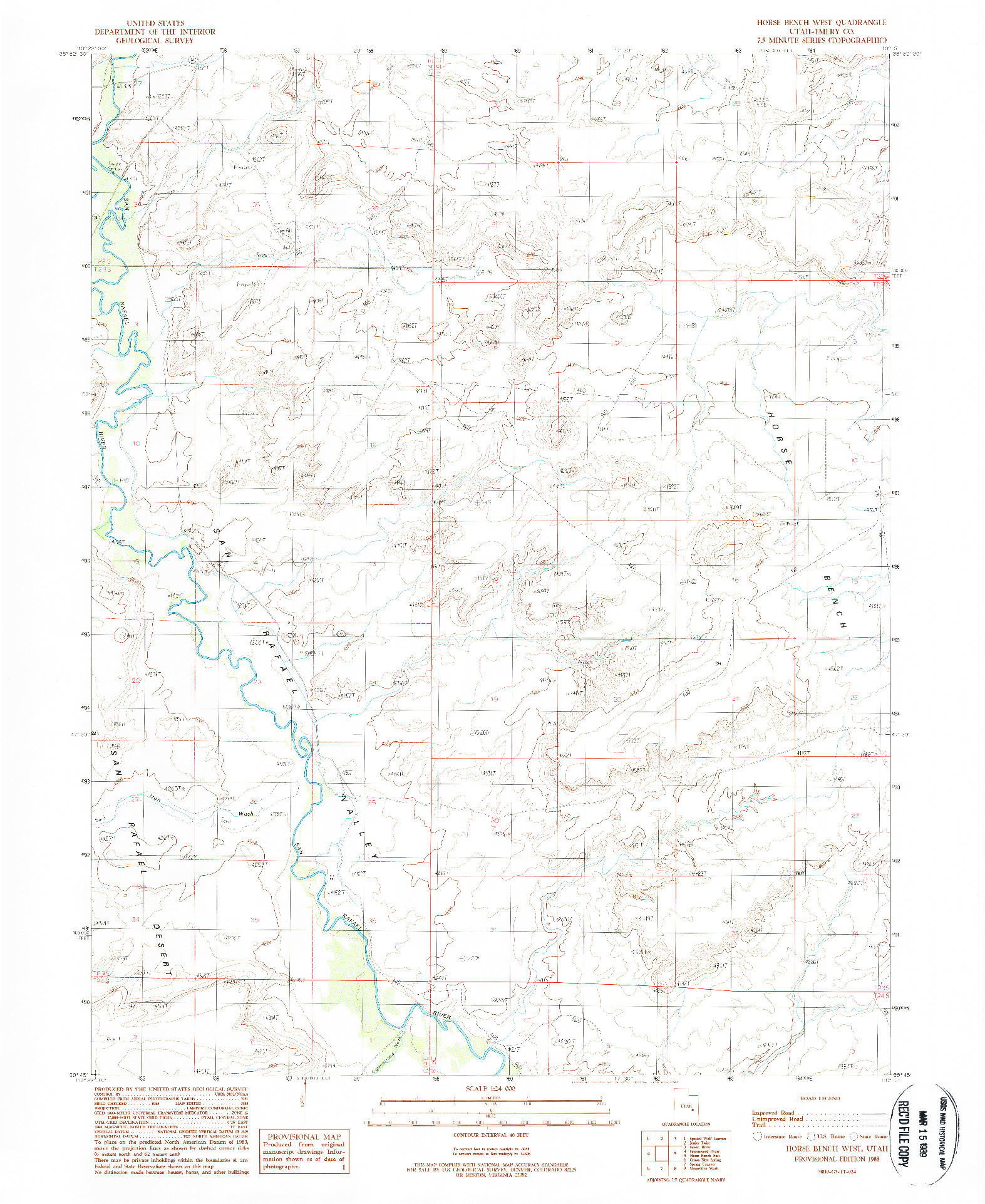 USGS 1:24000-SCALE QUADRANGLE FOR HORSE BENCH WEST, UT 1988