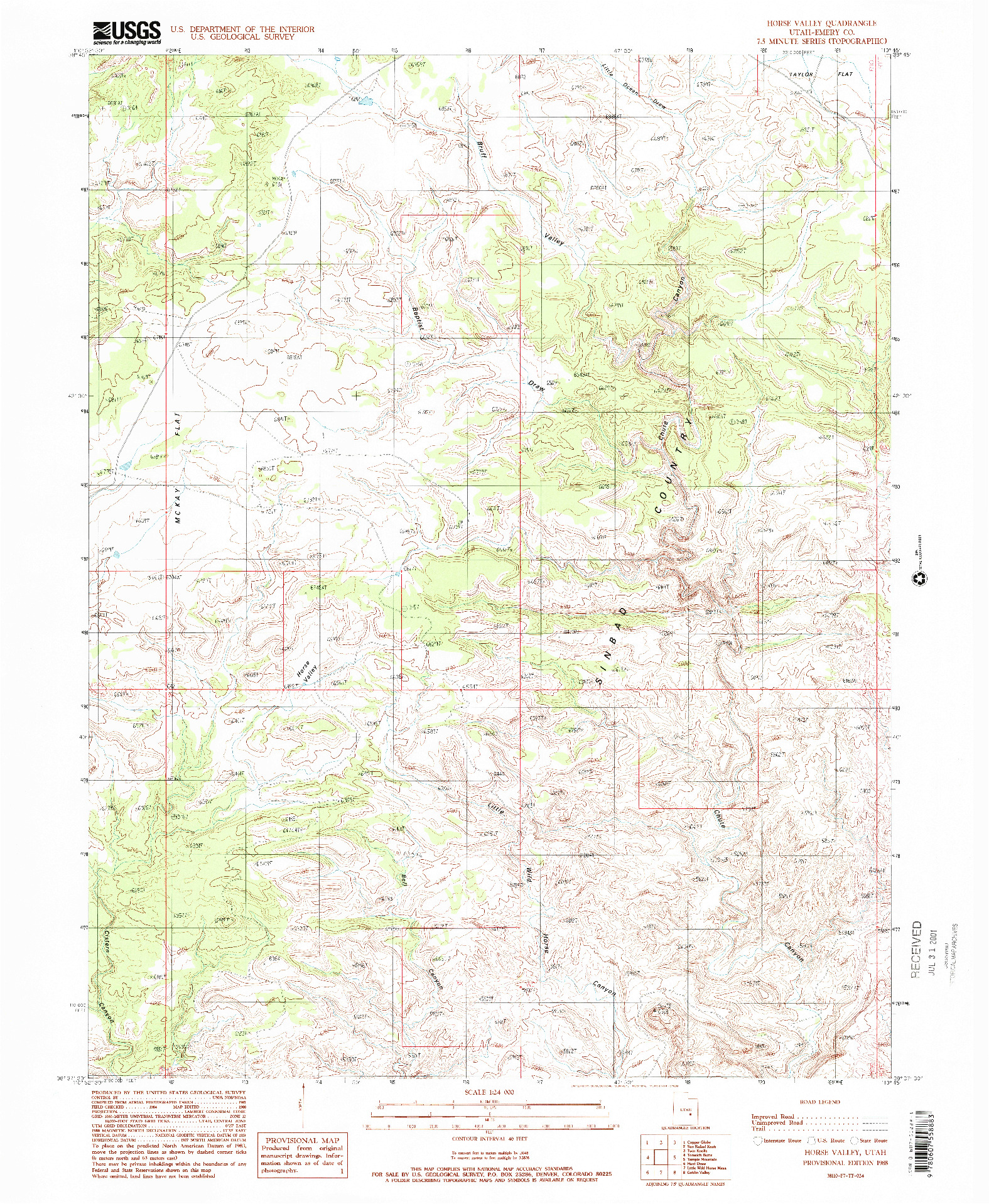 USGS 1:24000-SCALE QUADRANGLE FOR HORSE VALLEY, UT 1988