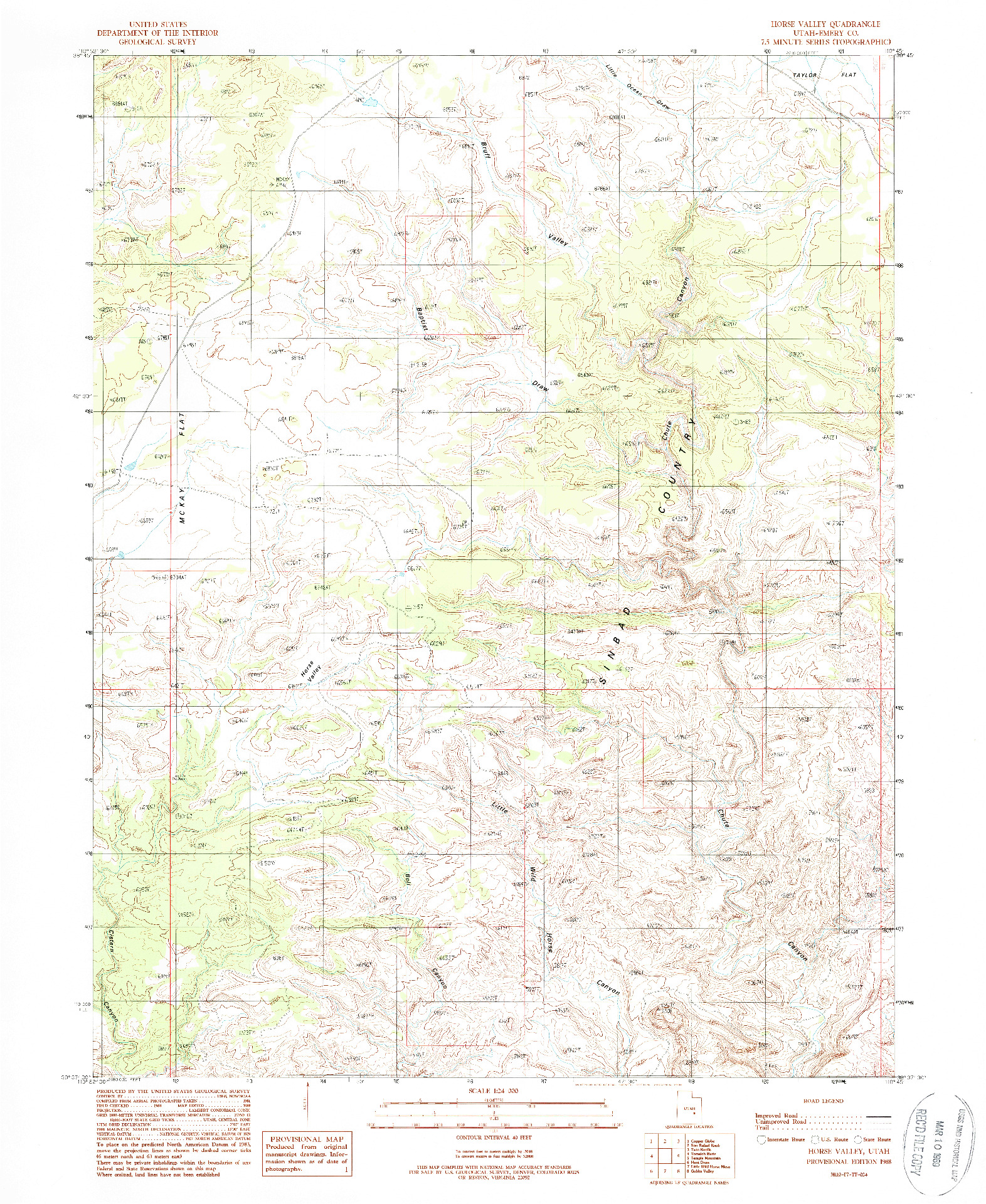 USGS 1:24000-SCALE QUADRANGLE FOR HORSE VALLEY, UT 1988