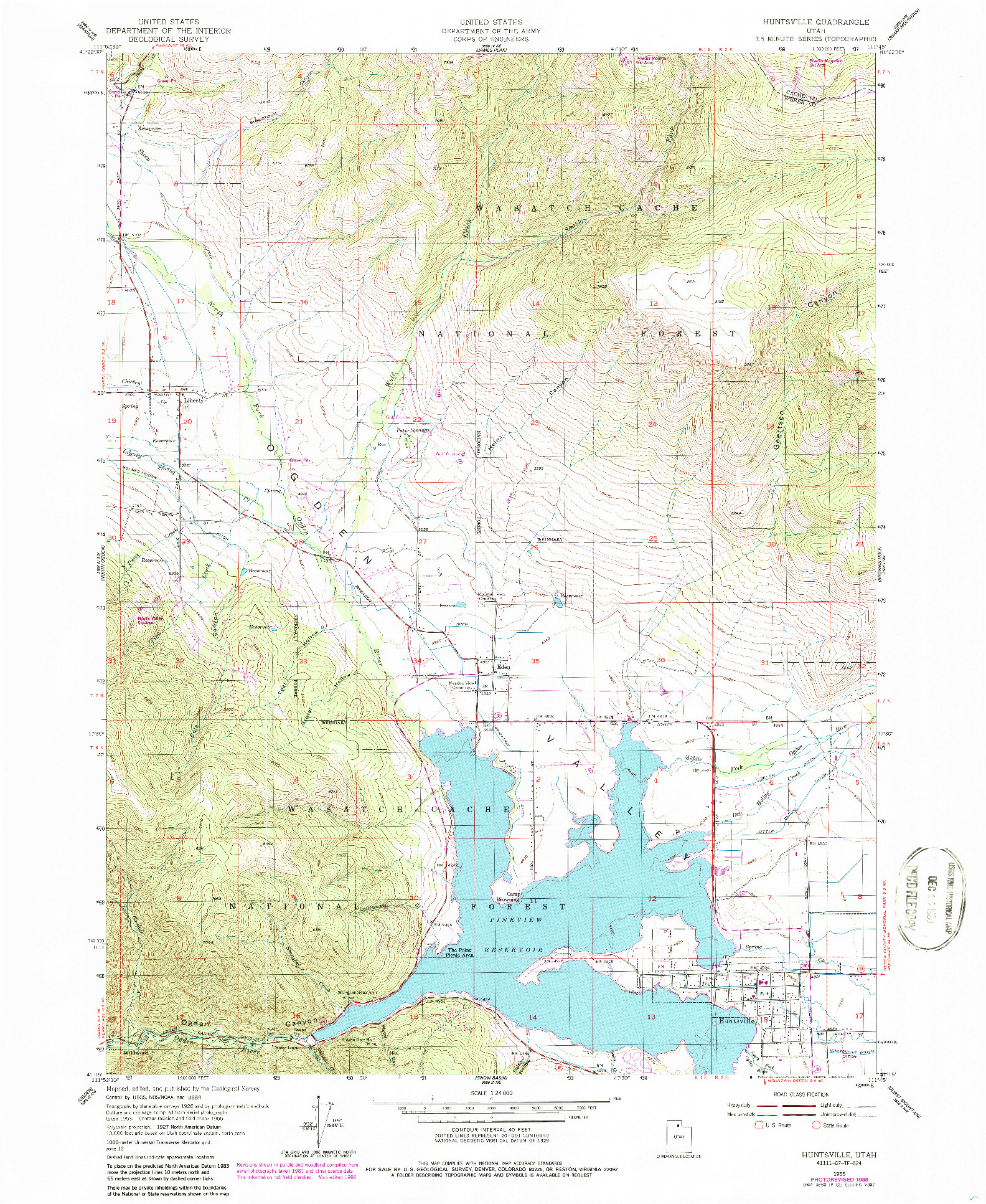 USGS 1:24000-SCALE QUADRANGLE FOR HUNTSVILLE, UT 1955