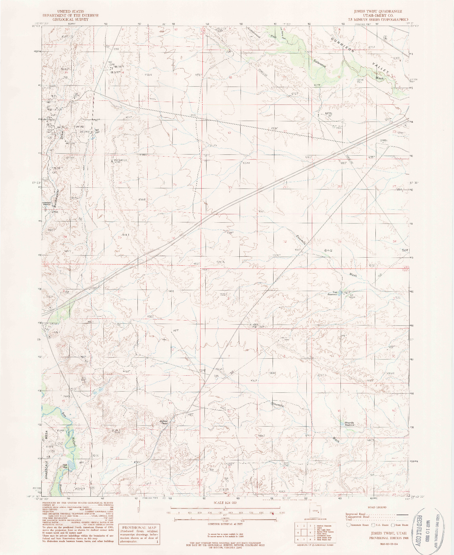 USGS 1:24000-SCALE QUADRANGLE FOR JESSIES TWIST, UT 1988