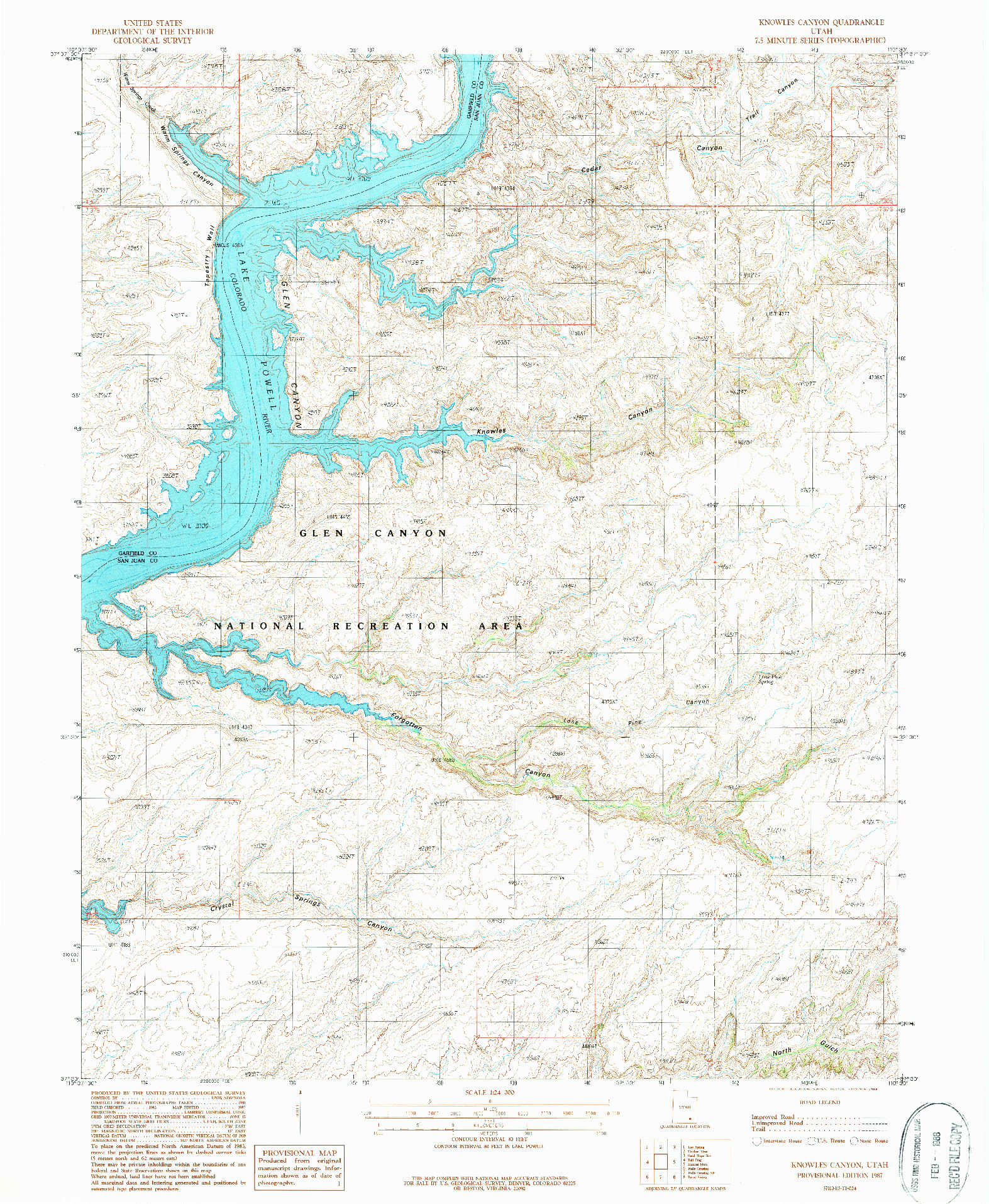 USGS 1:24000-SCALE QUADRANGLE FOR KNOWLES CANYON, UT 1987