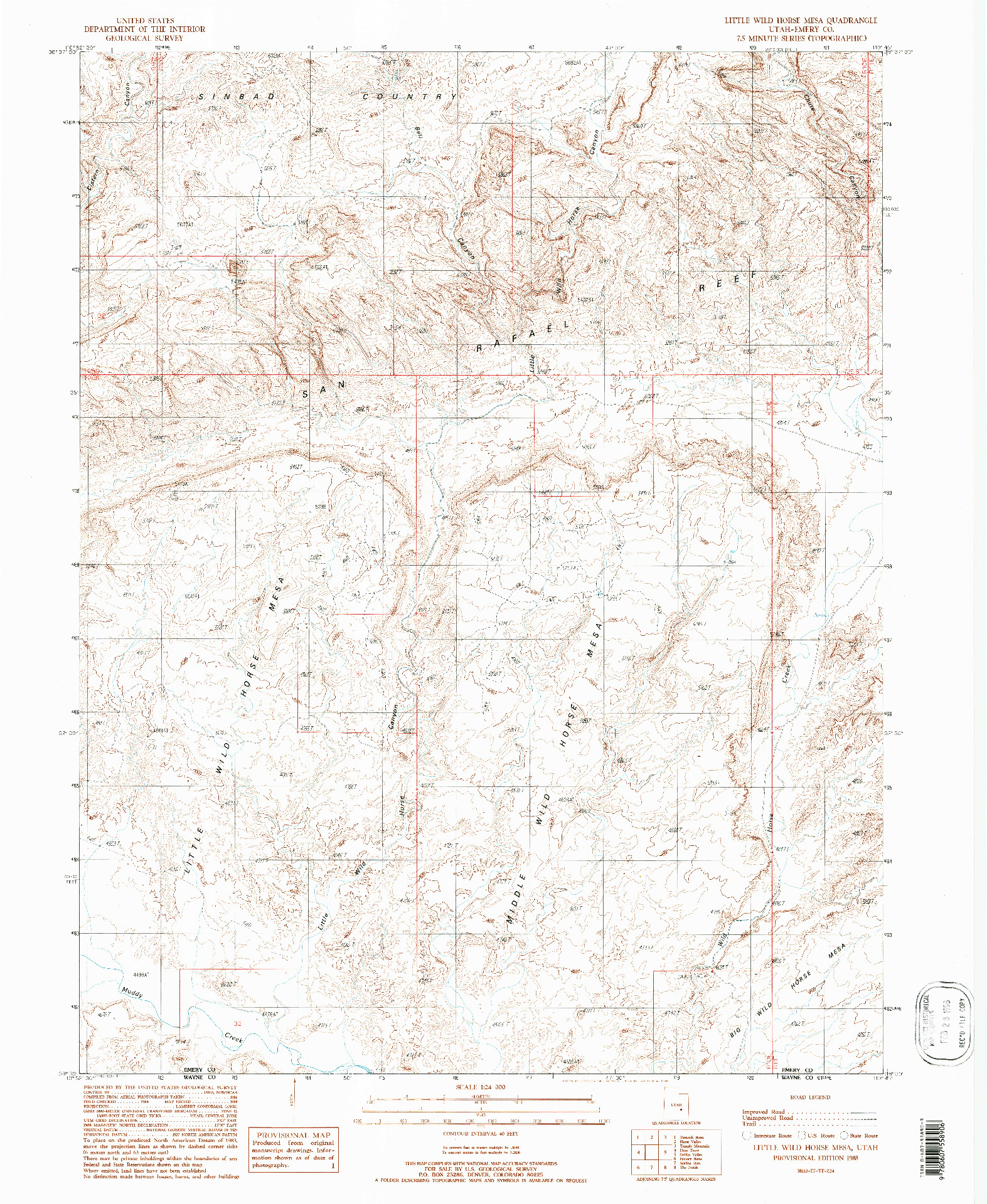 USGS 1:24000-SCALE QUADRANGLE FOR LITTLE WILD HORSE MESA, UT 1988