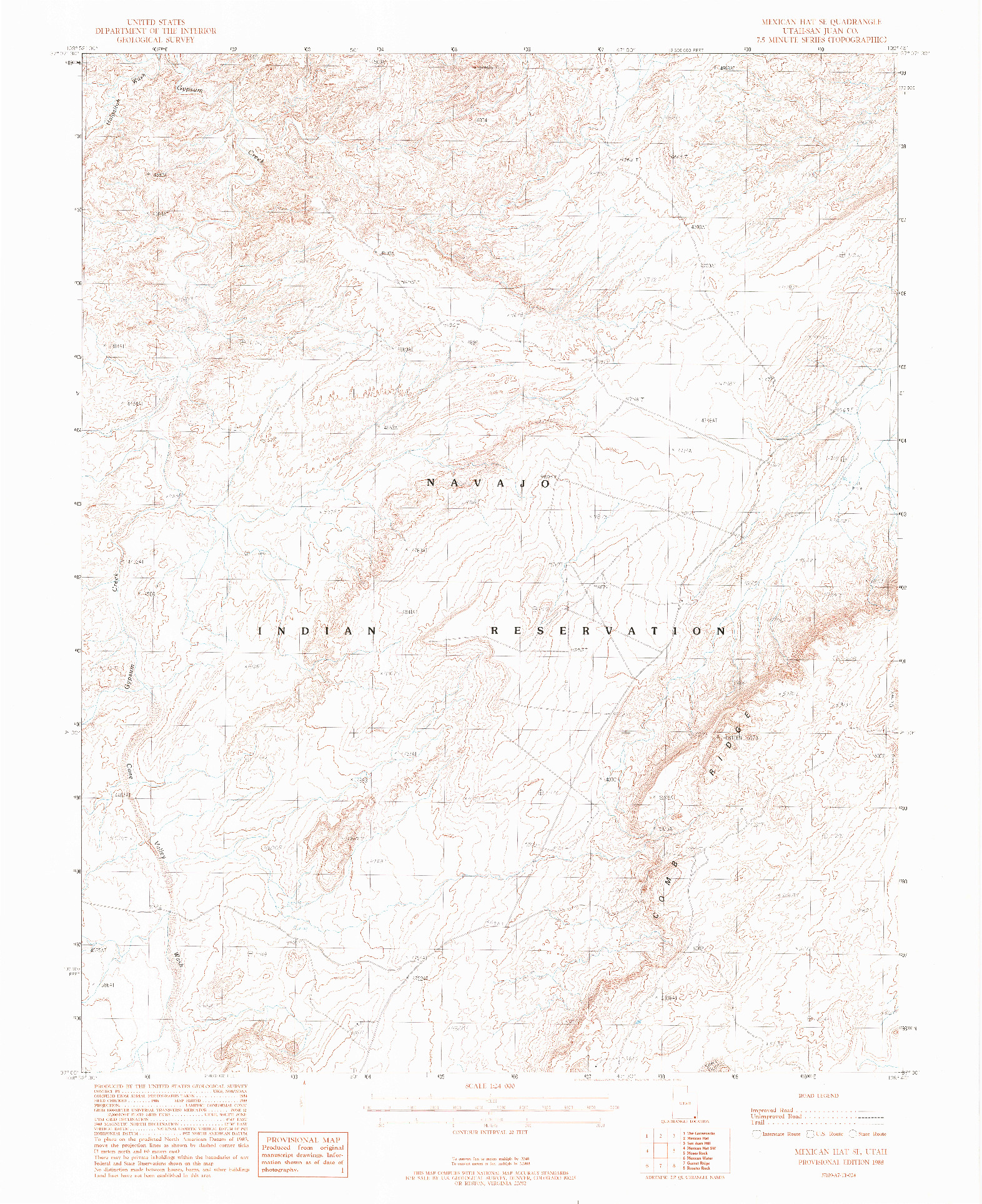 USGS 1:24000-SCALE QUADRANGLE FOR MEXICAN HAT SE, UT 1988