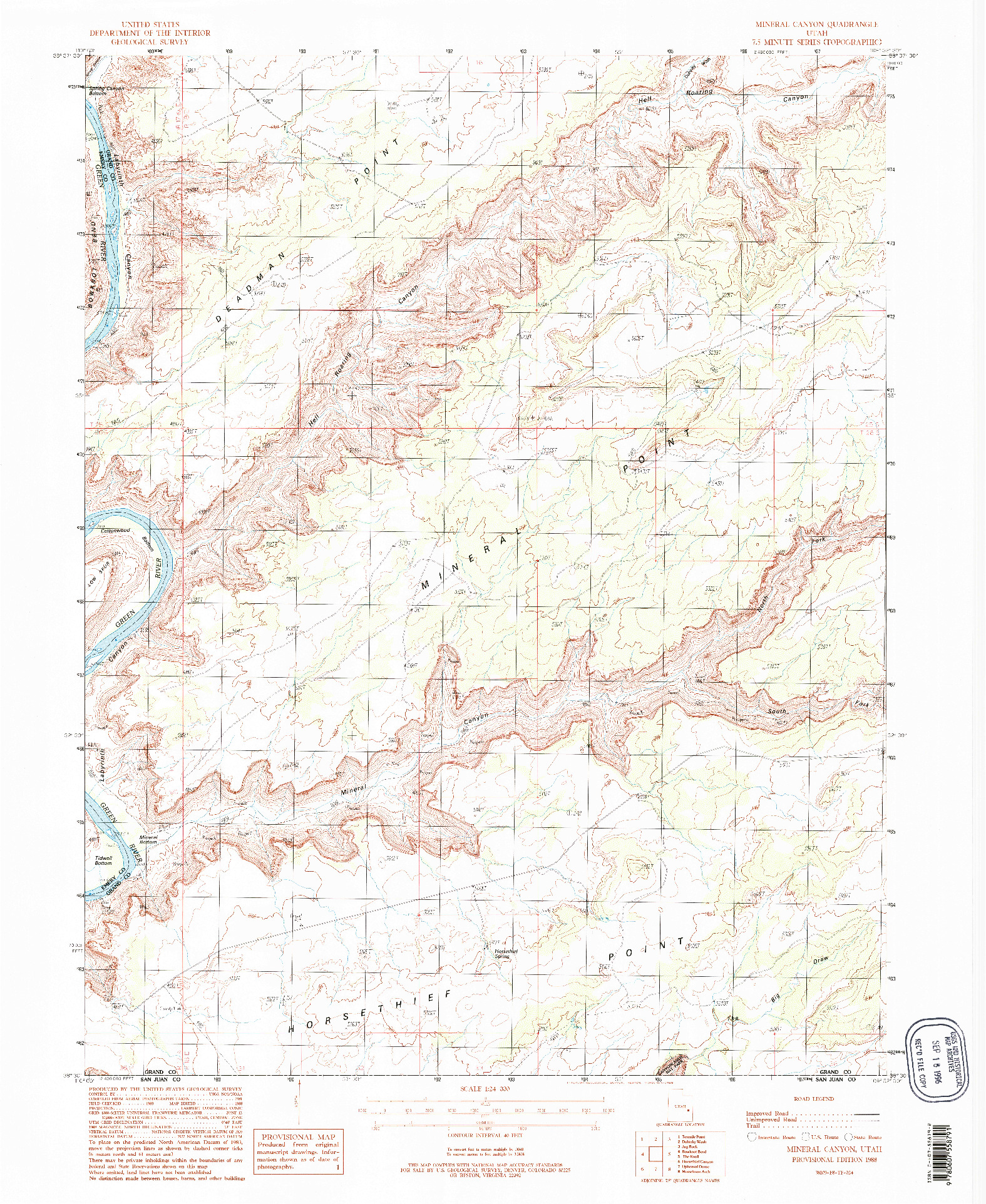 USGS 1:24000-SCALE QUADRANGLE FOR MINERAL CANYON, UT 1988
