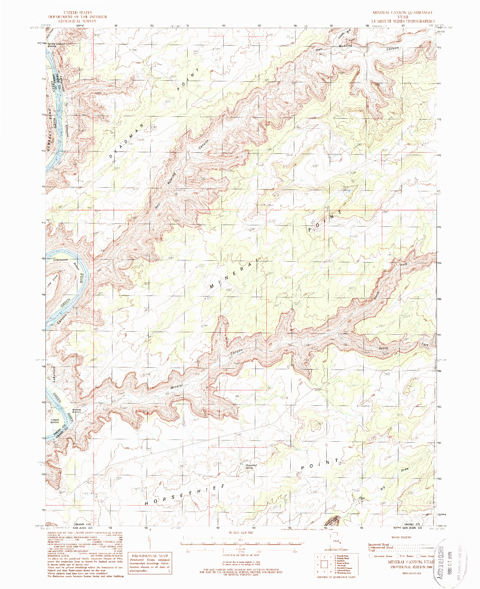USGS 1:24000-SCALE QUADRANGLE FOR MINERAL CANYON, UT 1988