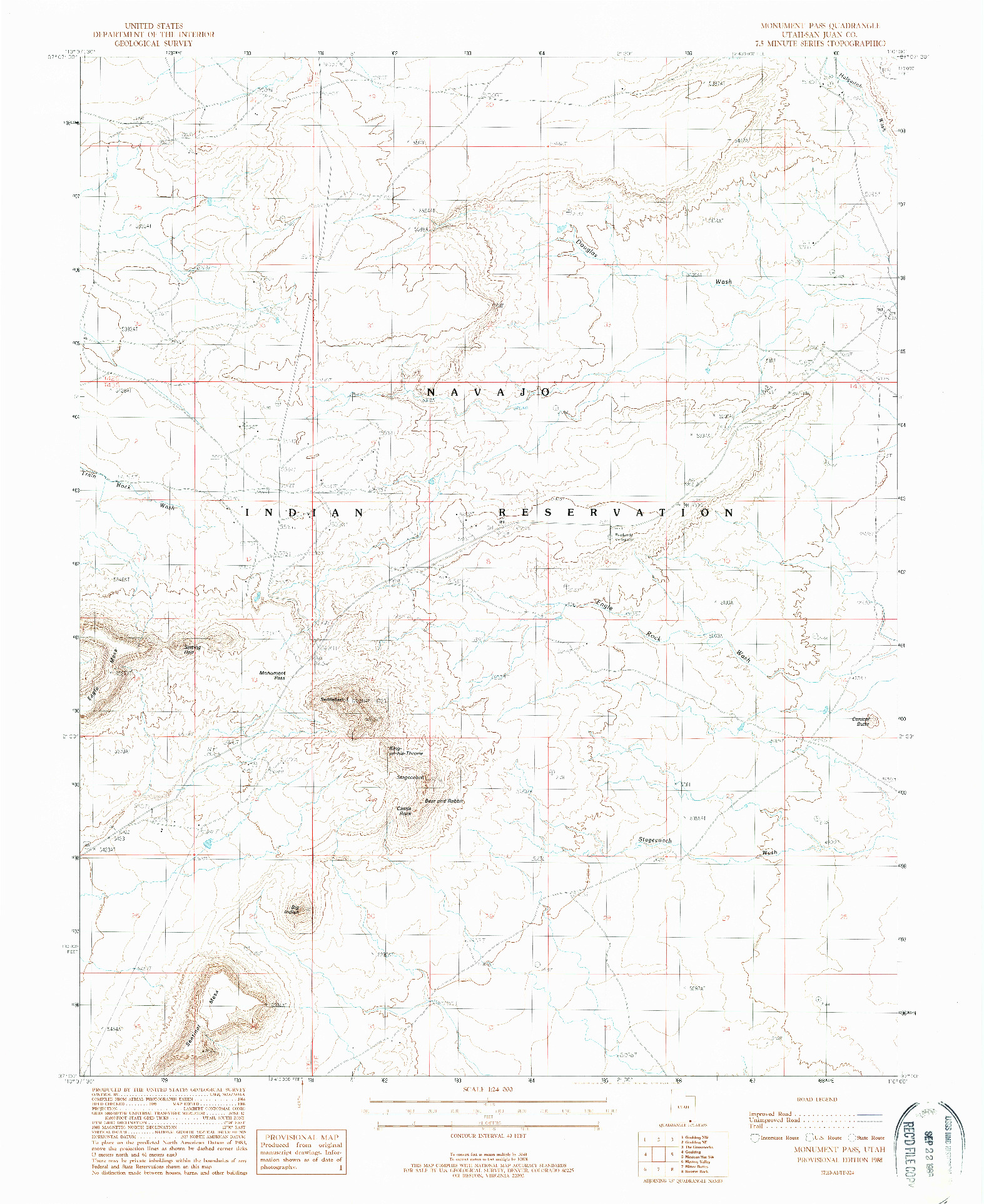 USGS 1:24000-SCALE QUADRANGLE FOR MONUMENT PASS, UT 1988