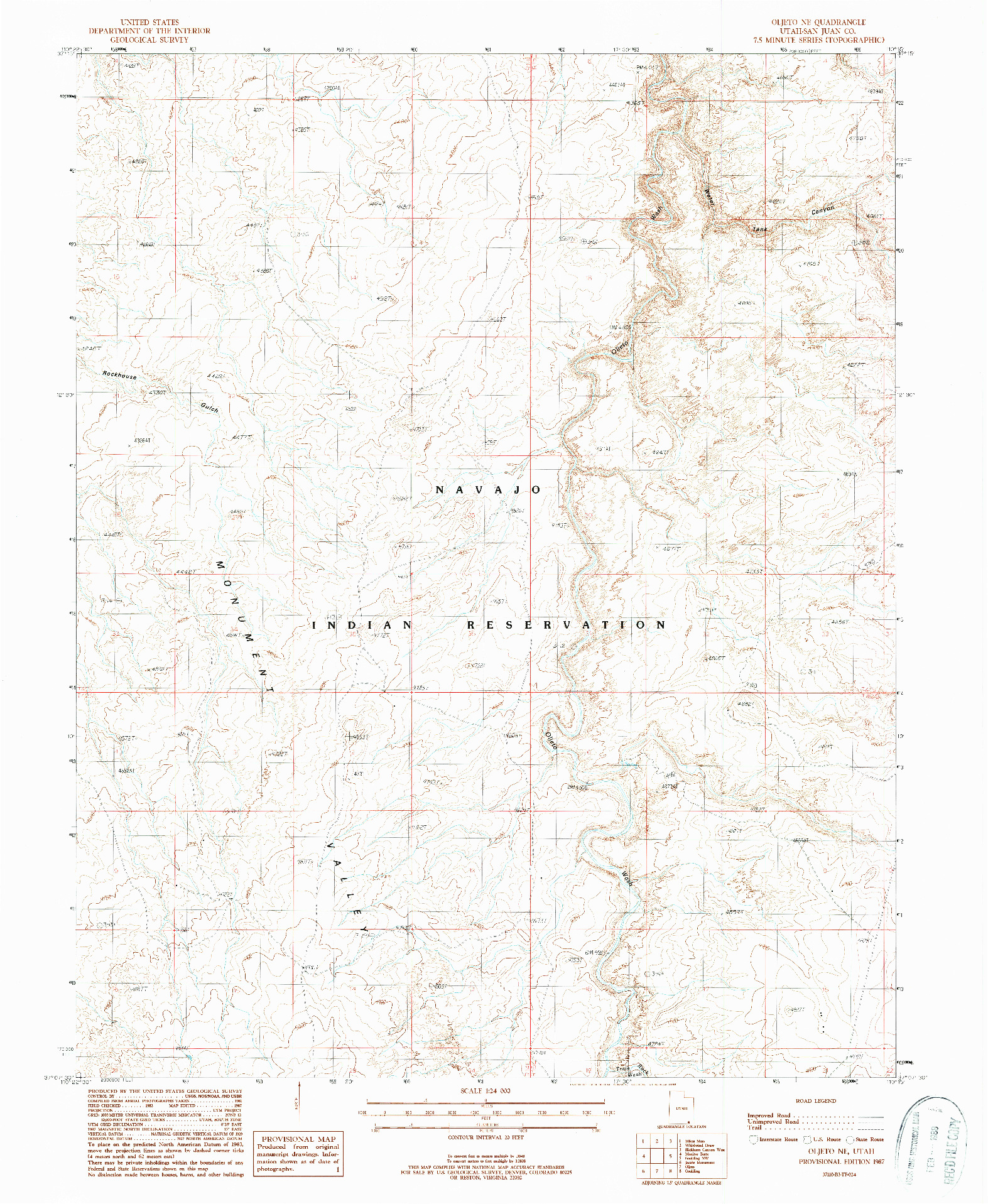 USGS 1:24000-SCALE QUADRANGLE FOR OLJETO NE, UT 1987