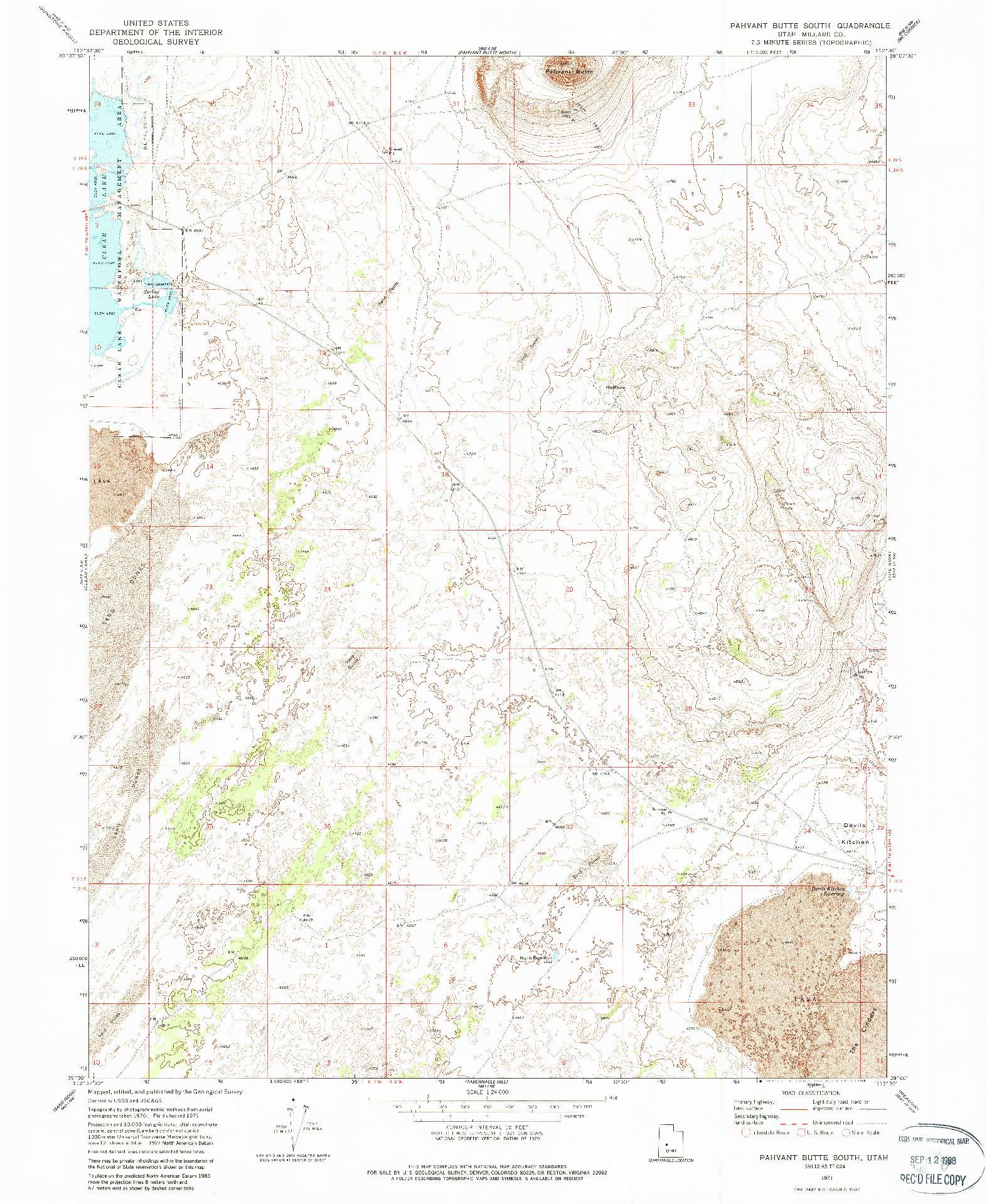 USGS 1:24000-SCALE QUADRANGLE FOR PAHVANT BUTTE SOUTH, UT 1971