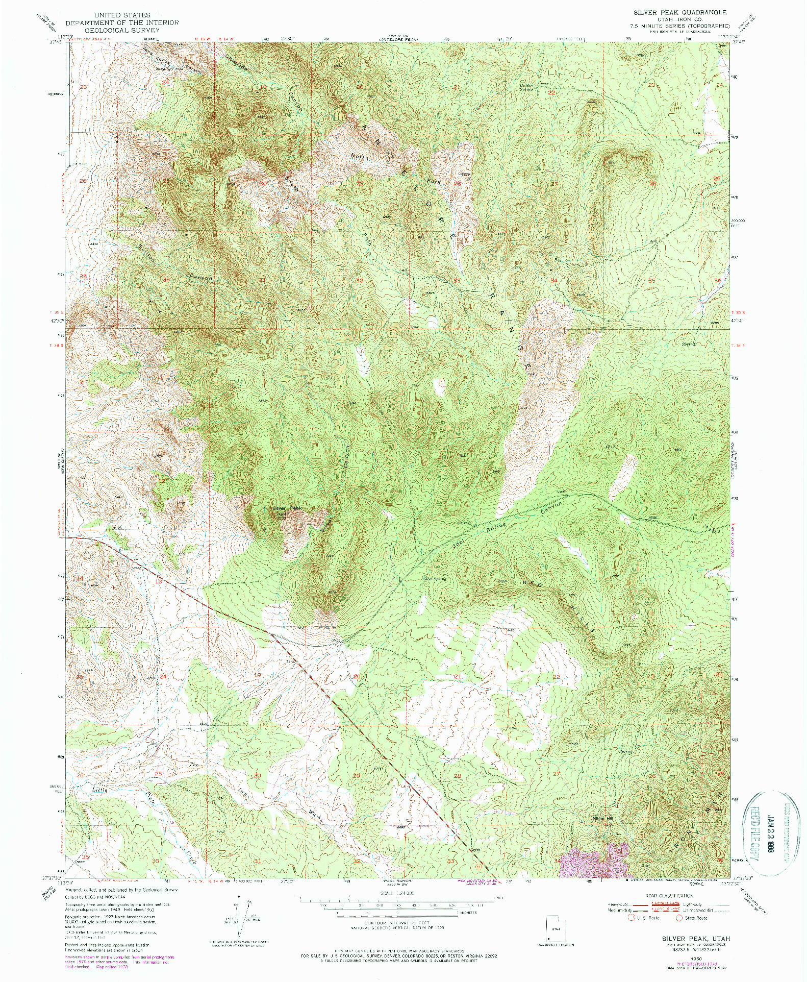 USGS 1:24000-SCALE QUADRANGLE FOR SILVER PEAK, UT 1950