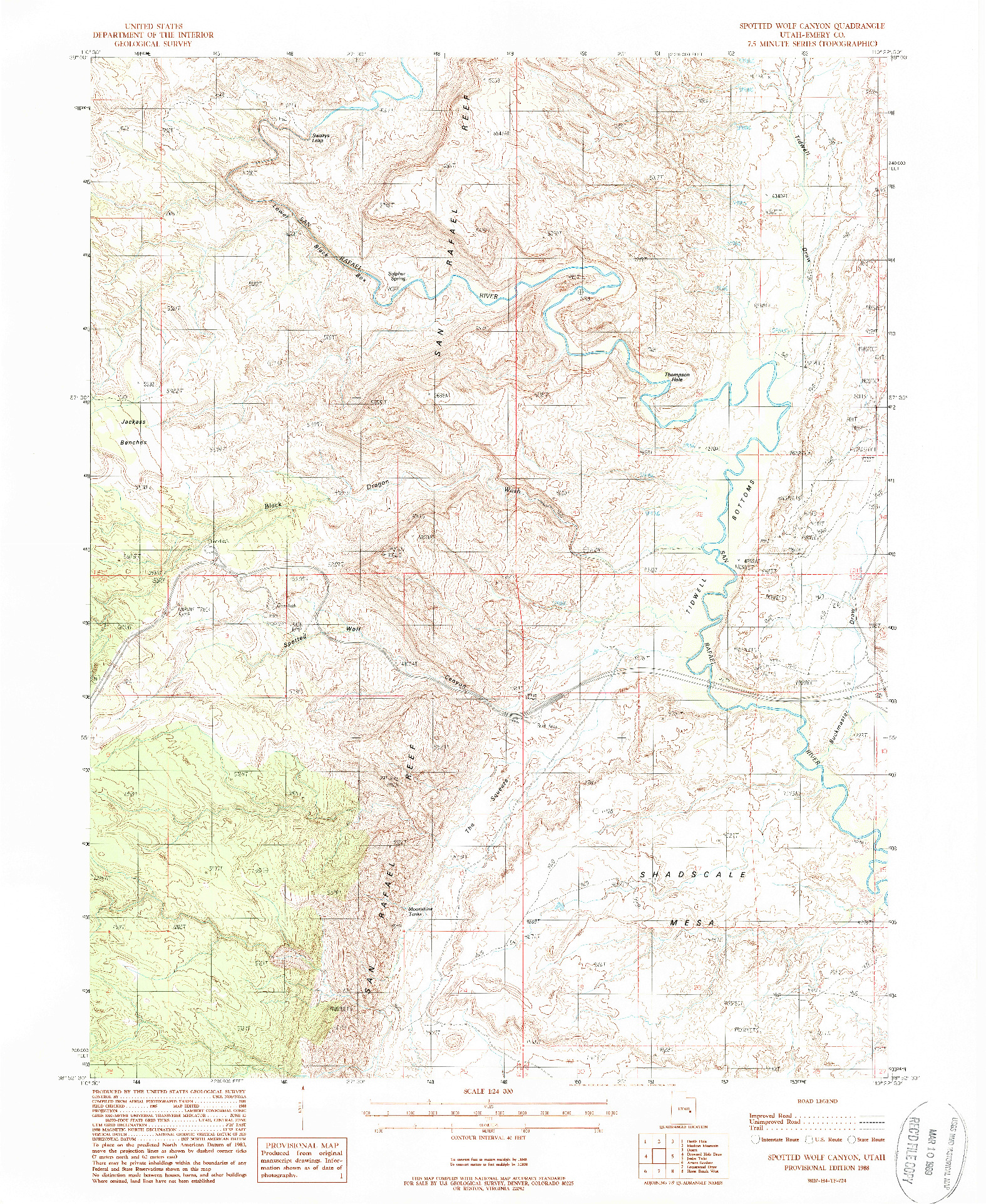 USGS 1:24000-SCALE QUADRANGLE FOR SPOTTED WOLF CANYON, UT 1988