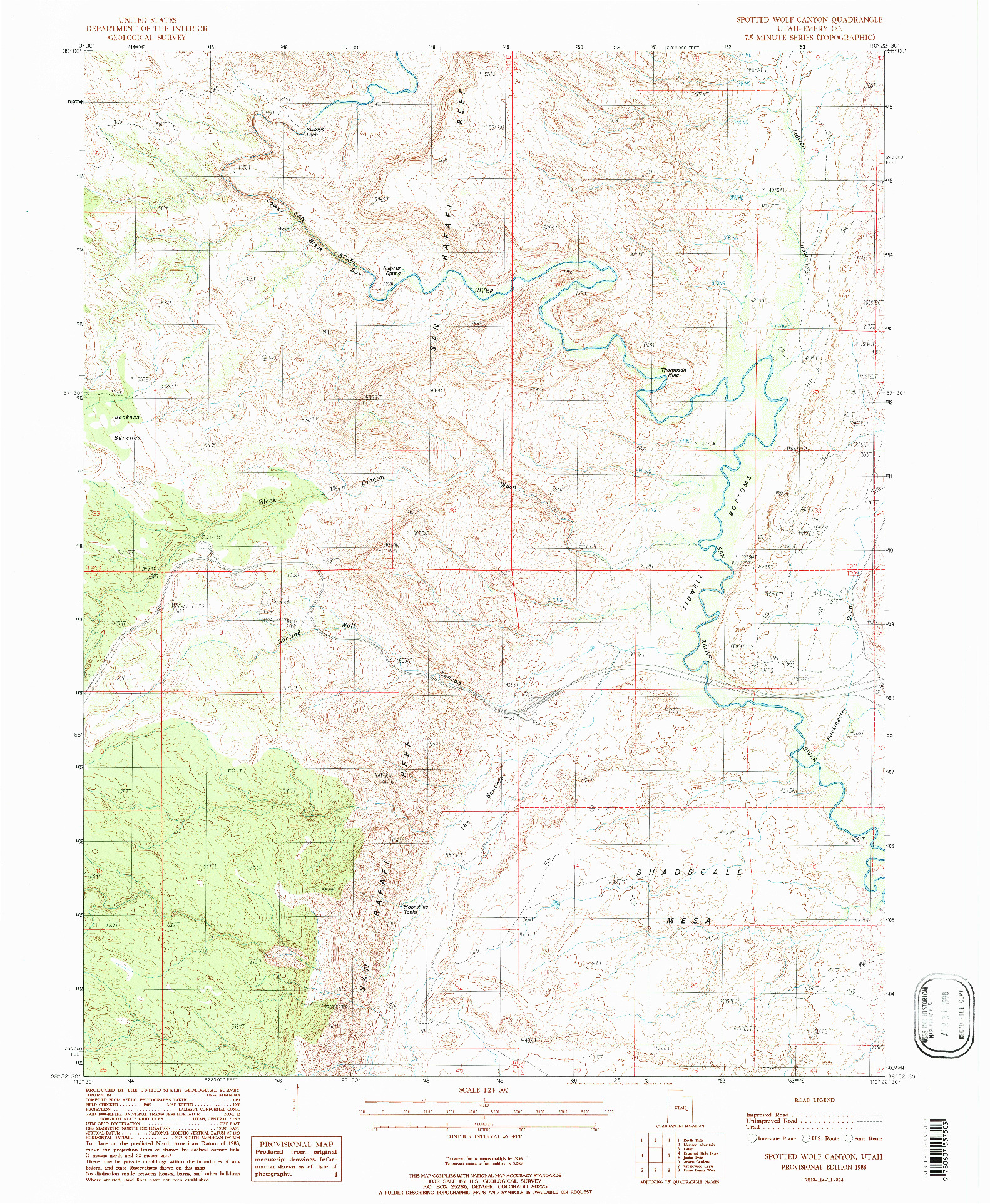 USGS 1:24000-SCALE QUADRANGLE FOR SPOTTED WOLF CANYON, UT 1988