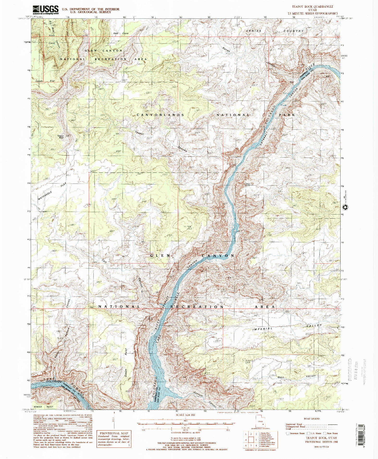 USGS 1:24000-SCALE QUADRANGLE FOR TEAPOT ROCK, UT 1988