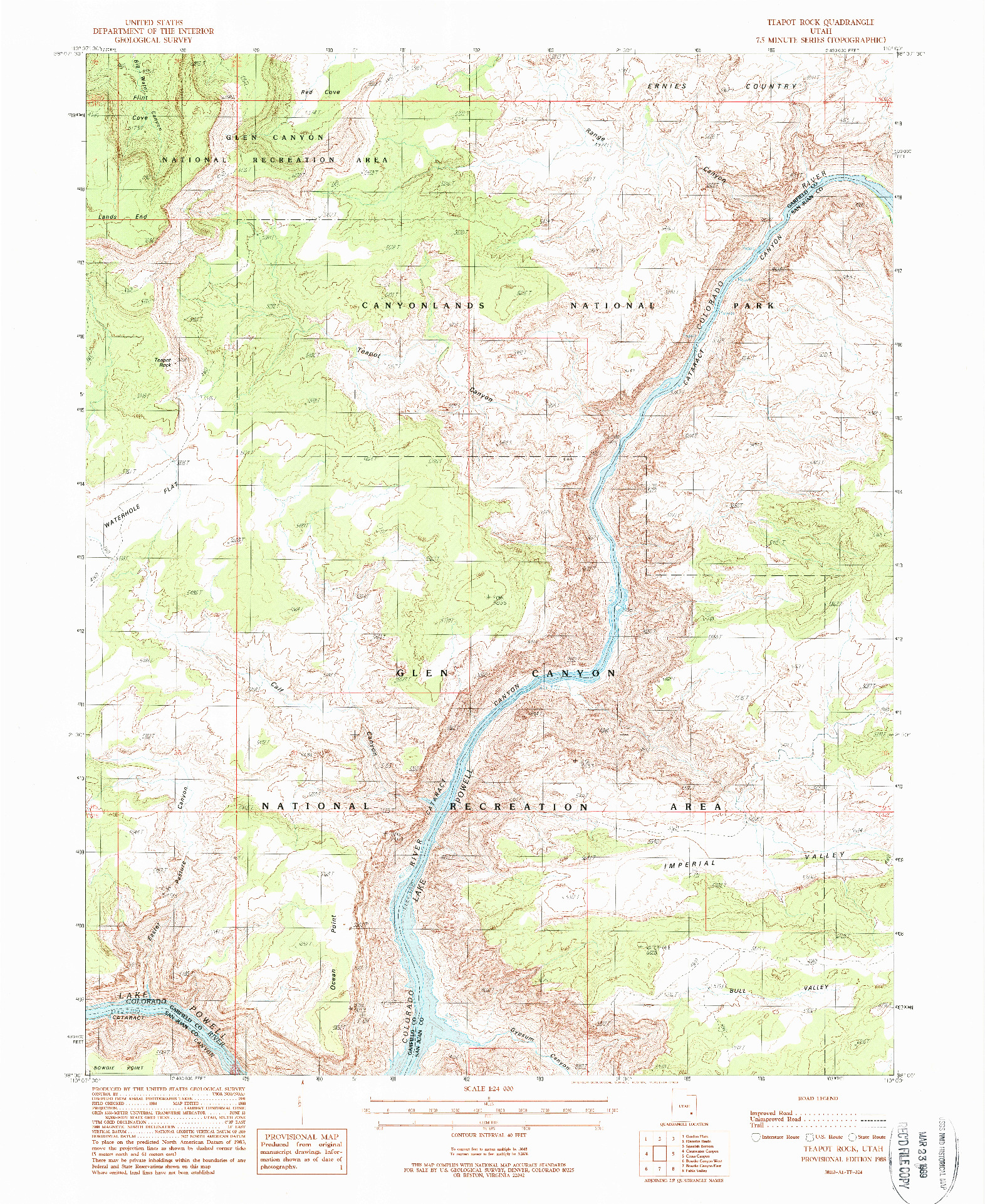 USGS 1:24000-SCALE QUADRANGLE FOR TEAPOT ROCK, UT 1988