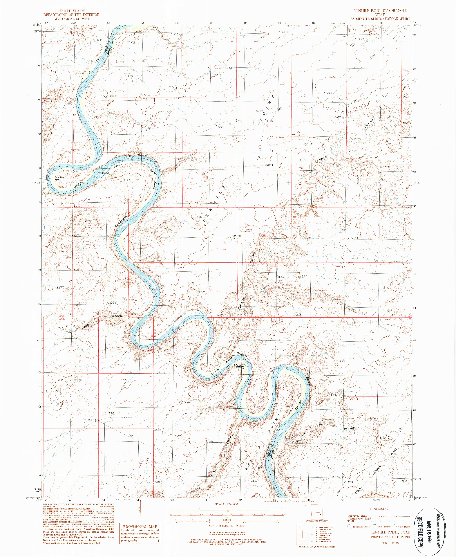 USGS 1:24000-SCALE QUADRANGLE FOR TENMILE POINT, UT 1988
