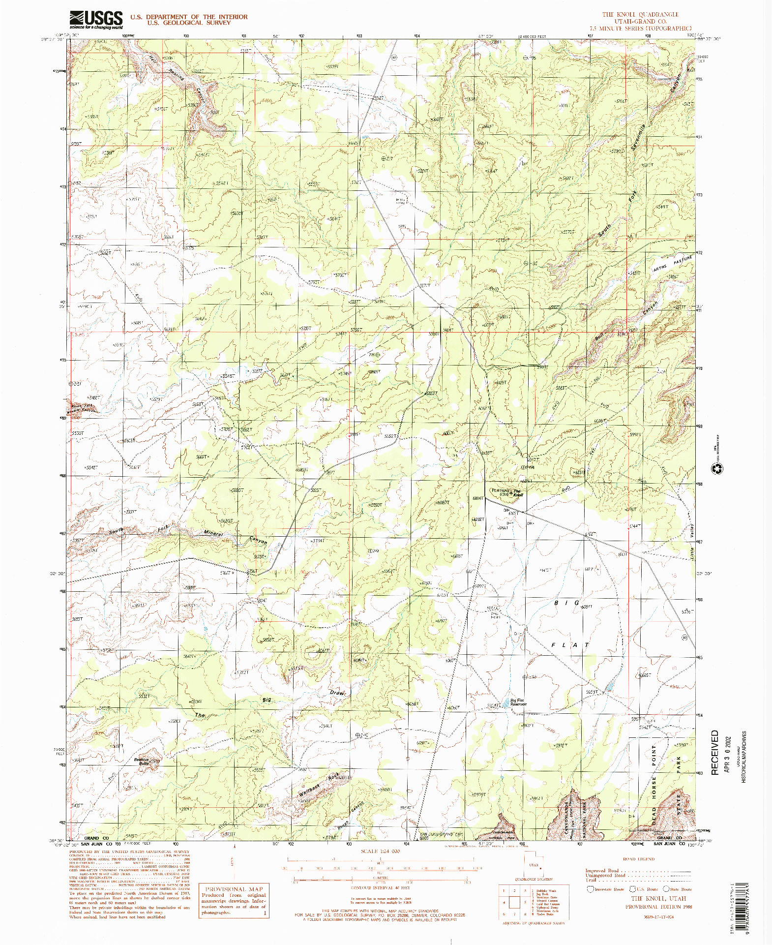USGS 1:24000-SCALE QUADRANGLE FOR THE KNOLL, UT 1988
