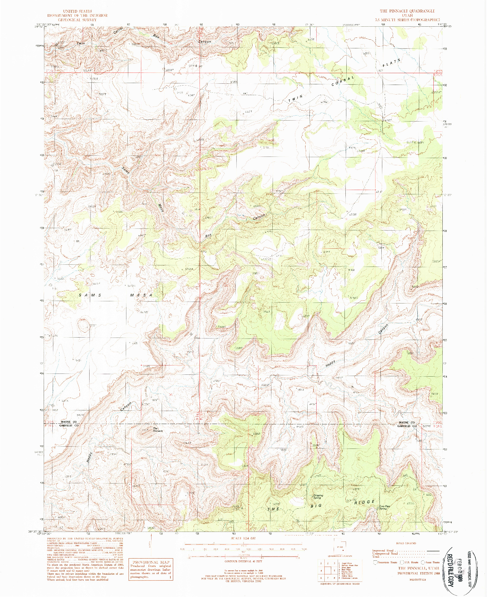 USGS 1:24000-SCALE QUADRANGLE FOR THE PINNACLE, UT 1988