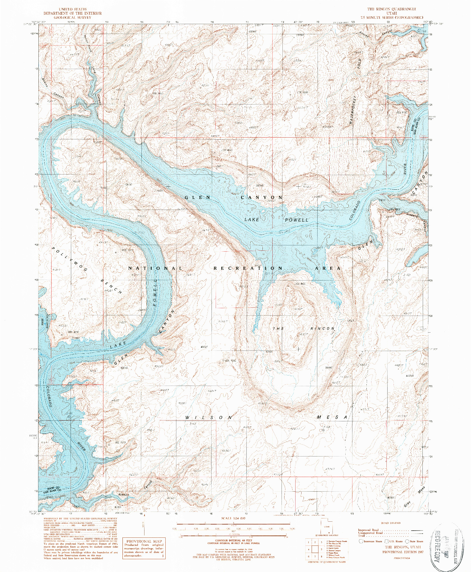 USGS 1:24000-SCALE QUADRANGLE FOR THE RINCON, UT 1987