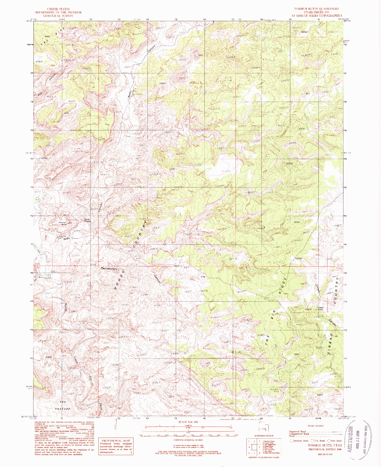 USGS 1:24000-SCALE QUADRANGLE FOR TOMSICH BUTTE, UT 1988