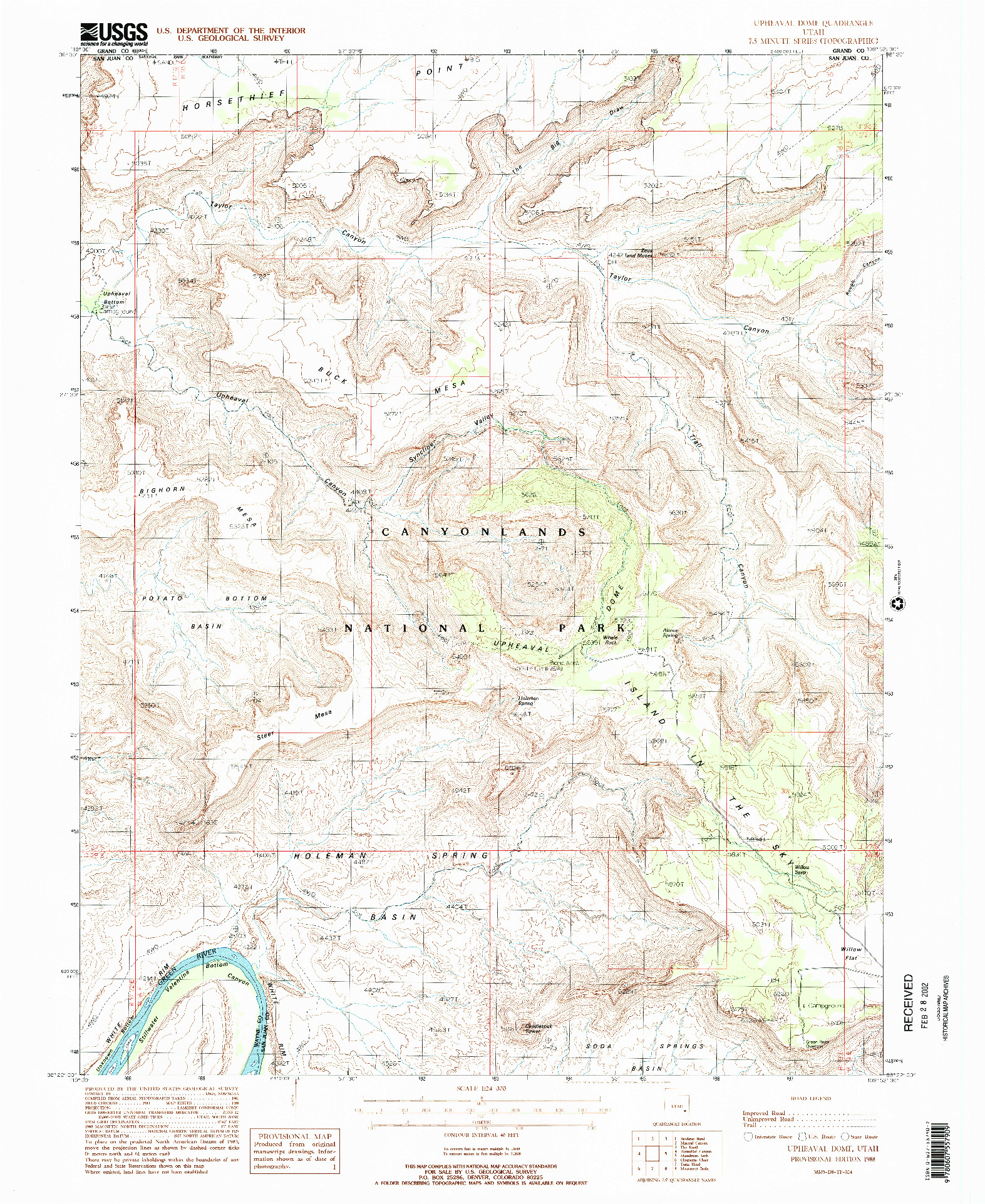 USGS 1:24000-SCALE QUADRANGLE FOR UPHEAVAL DOME, UT 1988