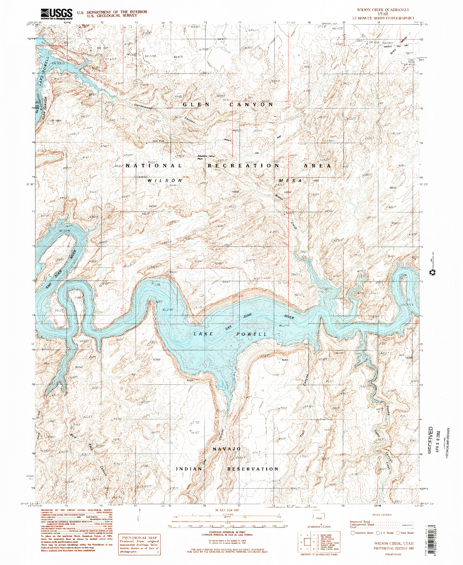 USGS 1:24000-SCALE QUADRANGLE FOR WILSON CREEK, UT 1987