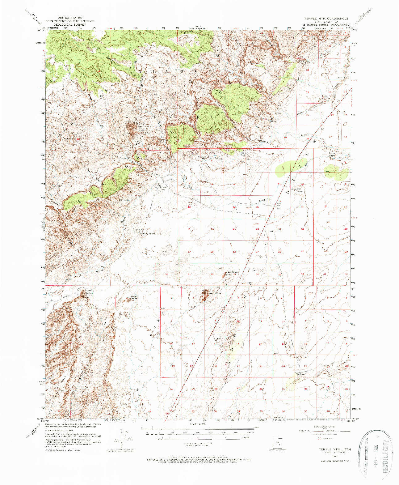 USGS 1:62500-SCALE QUADRANGLE FOR TEMPLE MTN, UT 1953