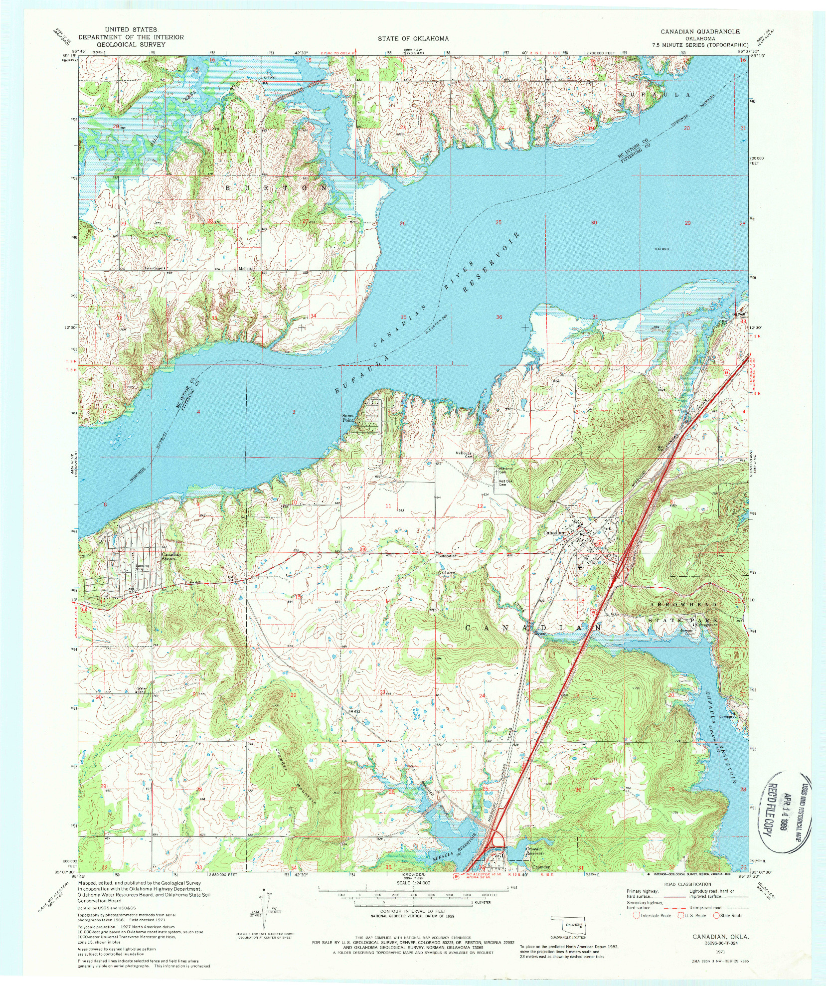 USGS 1:24000-SCALE QUADRANGLE FOR CANADIAN, OK 1971