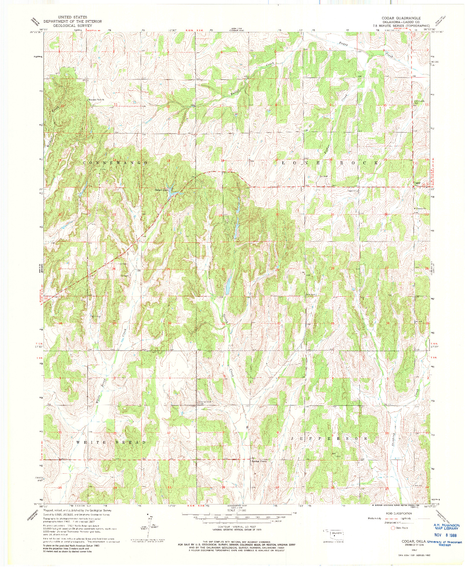 USGS 1:24000-SCALE QUADRANGLE FOR COGAR, OK 1967