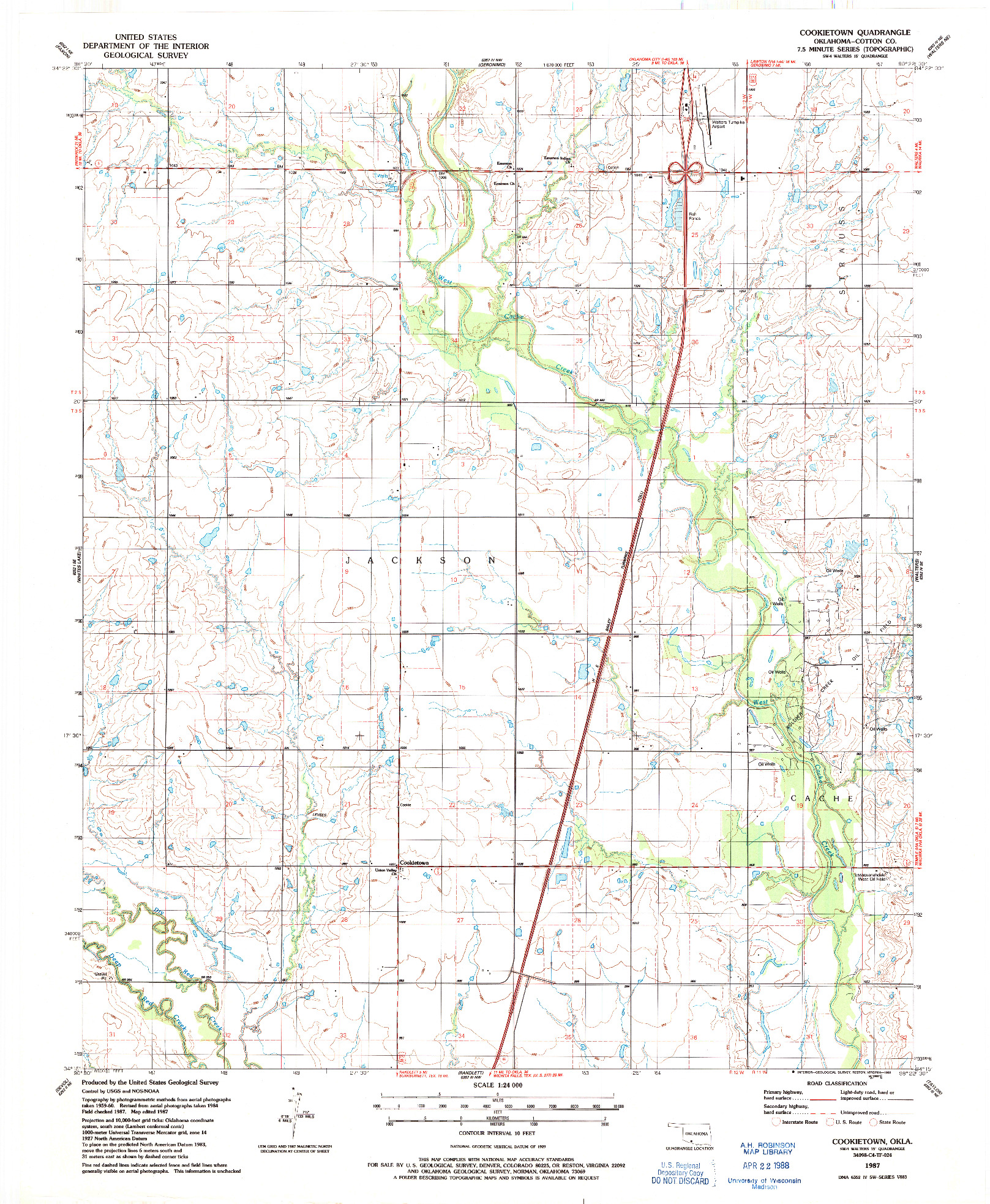 USGS 1:24000-SCALE QUADRANGLE FOR COOKIETOWN, OK 1987