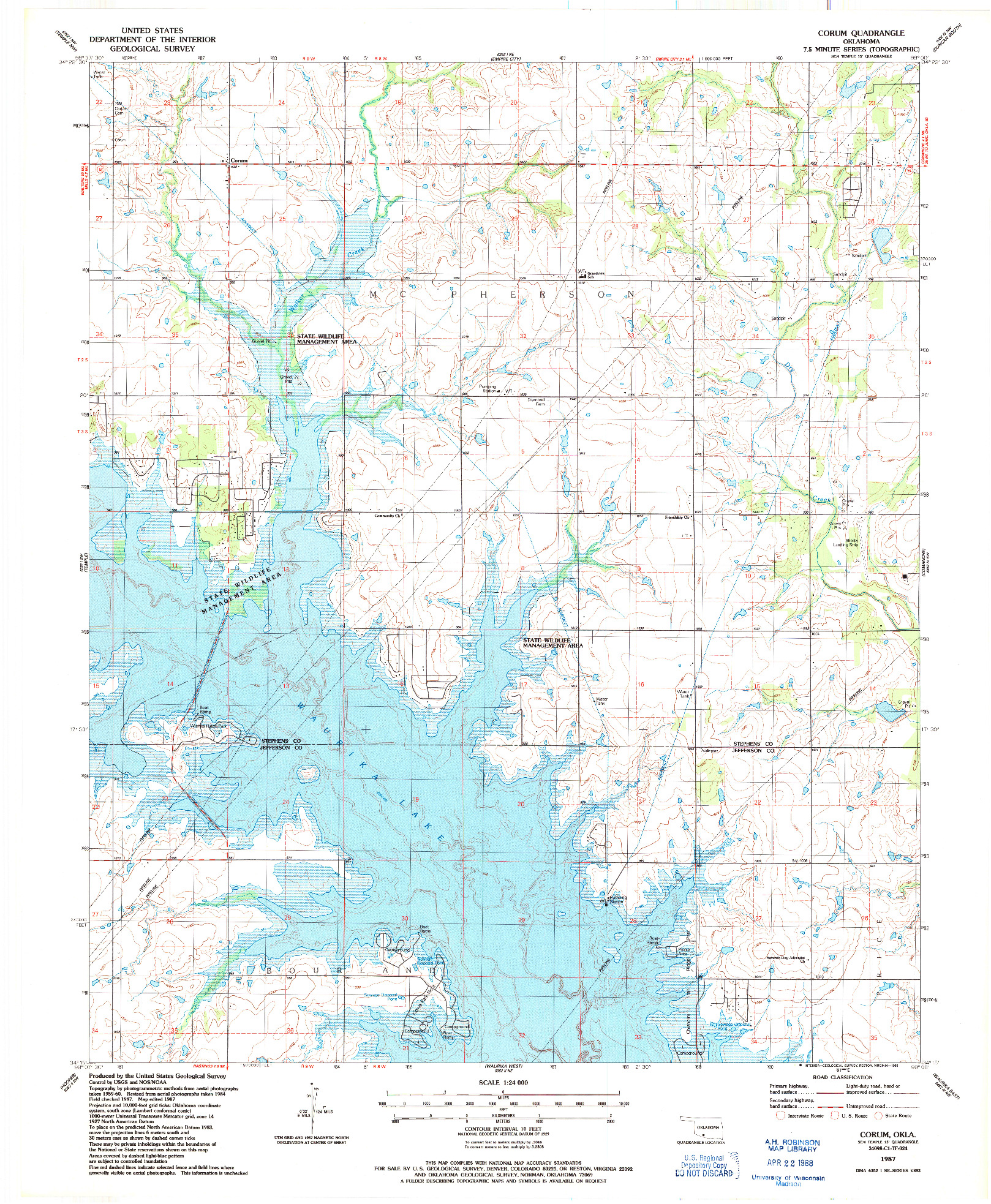 USGS 1:24000-SCALE QUADRANGLE FOR CORUM, OK 1987