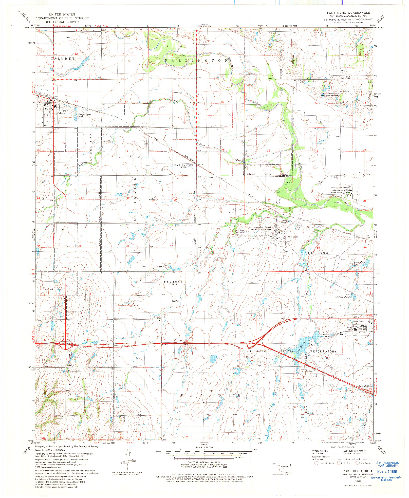 USGS 1:24000-SCALE QUADRANGLE FOR FORT RENO, OK 1979