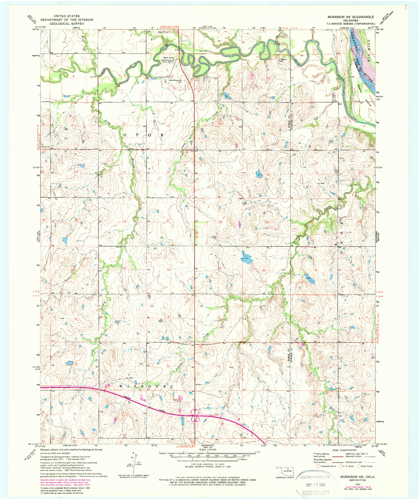 USGS 1:24000-SCALE QUADRANGLE FOR MORRISON NE, OK 1972