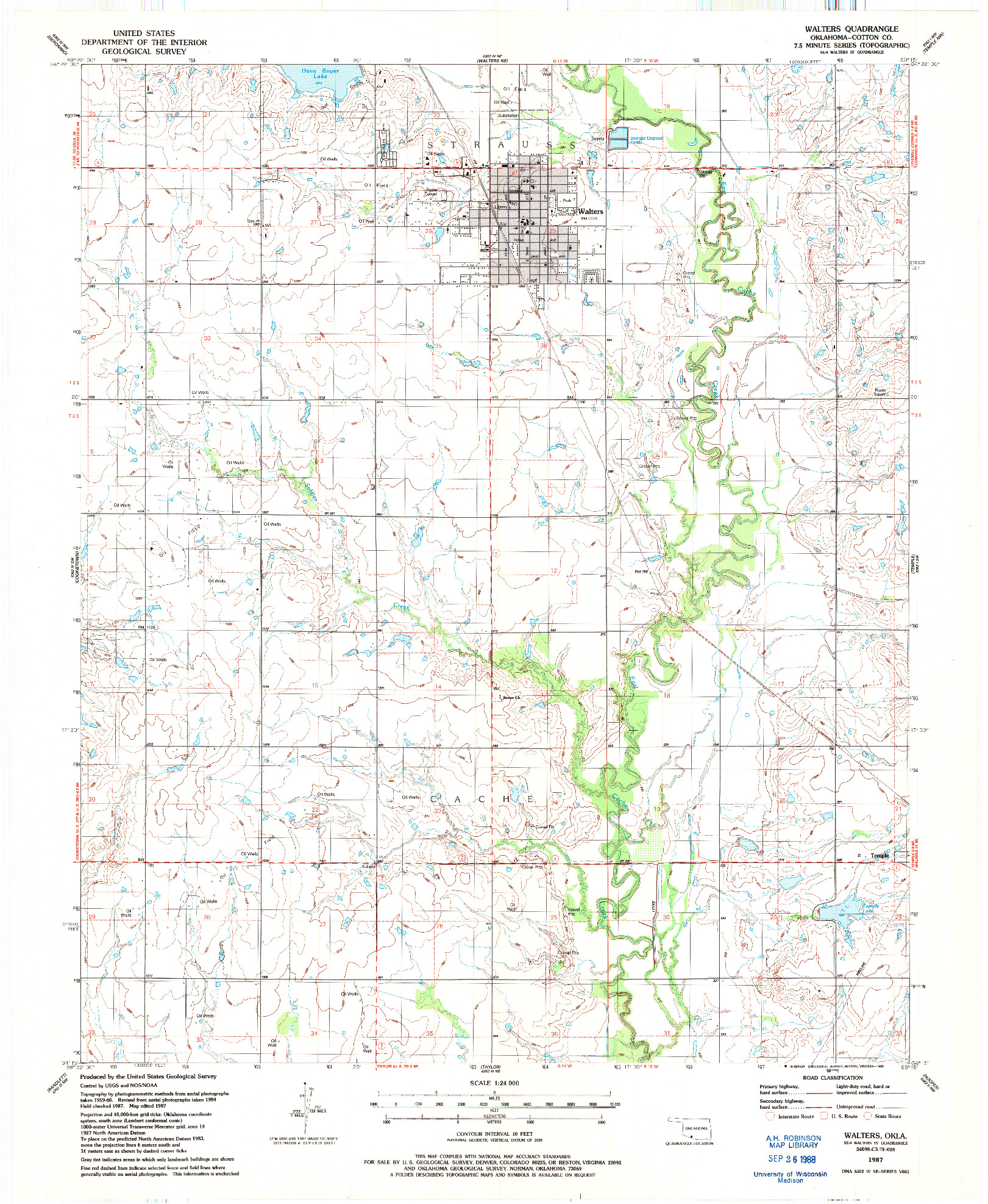 USGS 1:24000-SCALE QUADRANGLE FOR WALTERS, OK 1987