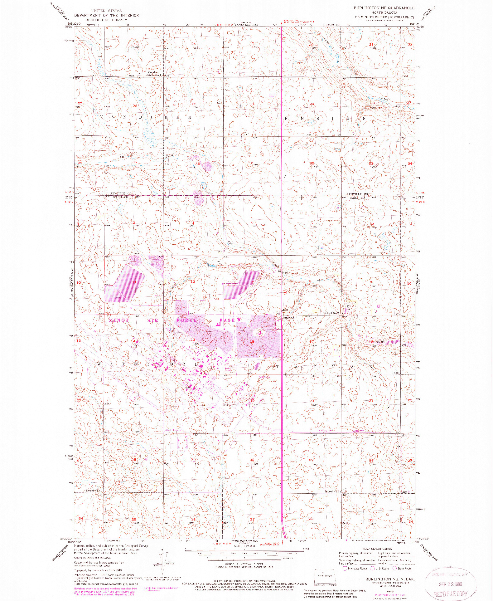 USGS 1:24000-SCALE QUADRANGLE FOR BURLINGTON NE, ND 1979