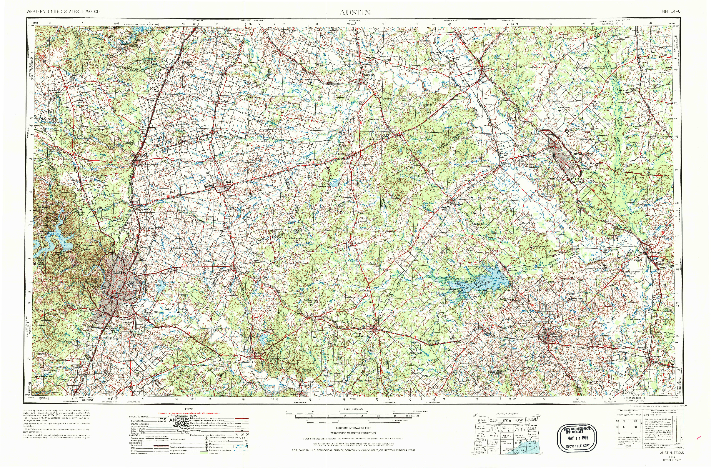 USGS 1:250000-SCALE QUADRANGLE FOR AUSTIN, TX 1954