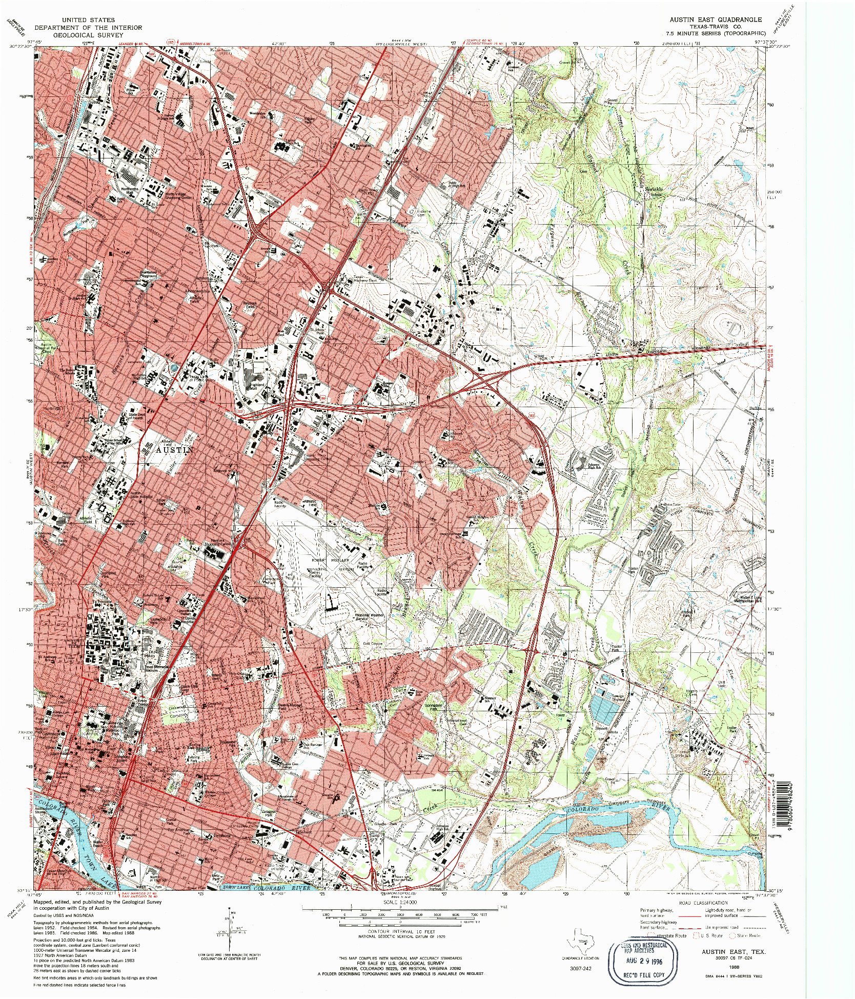 USGS 1:24000-SCALE QUADRANGLE FOR AUSTIN EAST, TX 1988