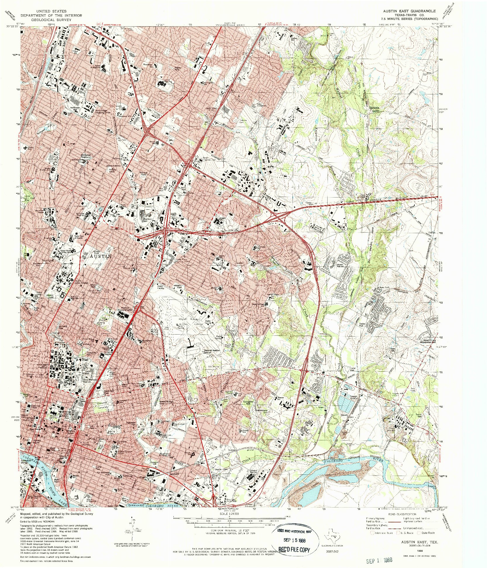USGS 1:24000-SCALE QUADRANGLE FOR AUSTIN EAST, TX 1988