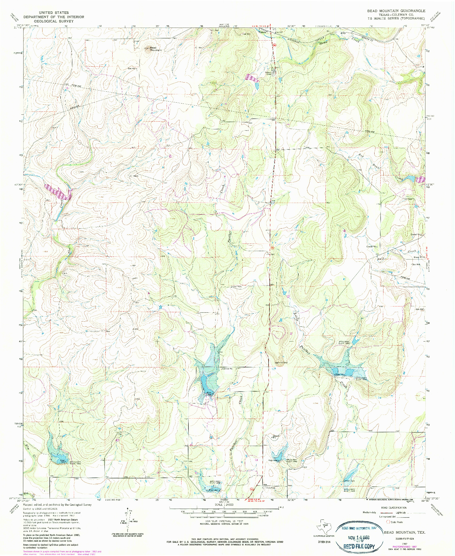 USGS 1:24000-SCALE QUADRANGLE FOR BEAD MOUNTAIN, TX 1967