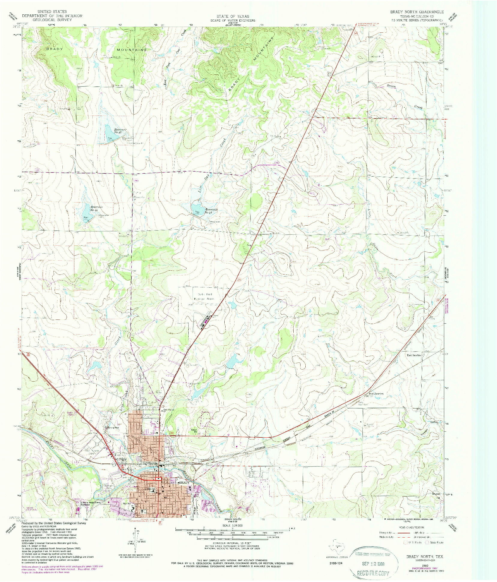 USGS 1:24000-SCALE QUADRANGLE FOR BRADY NORTH, TX 1960