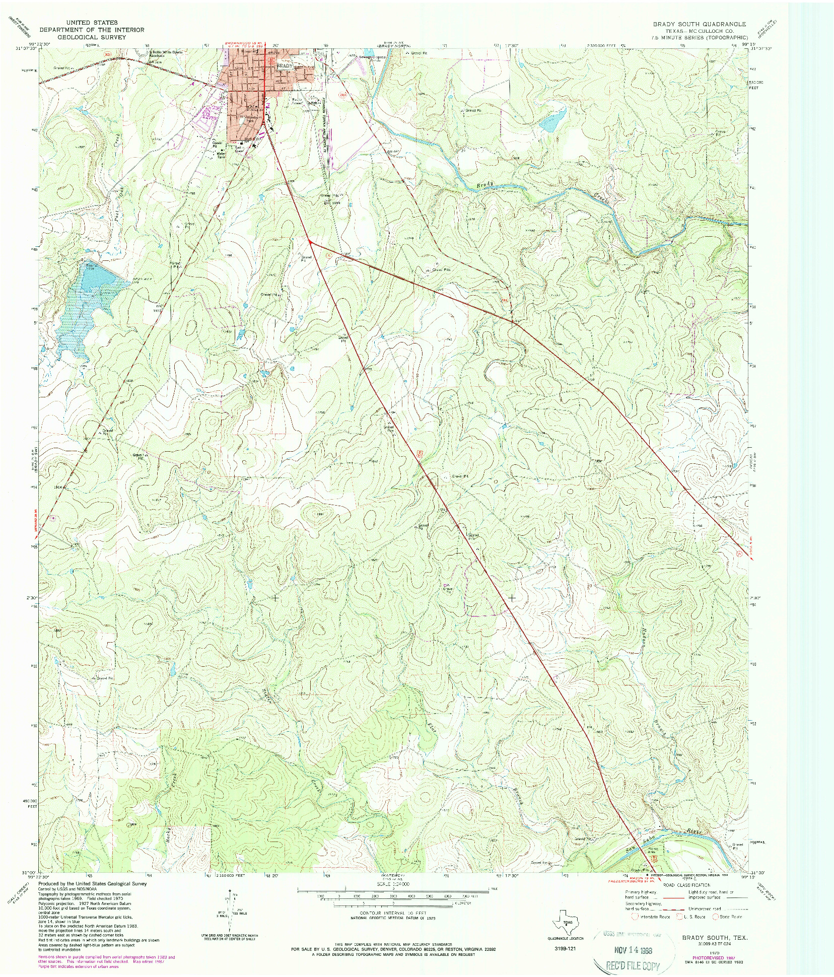 USGS 1:24000-SCALE QUADRANGLE FOR BRADY SOUTH, TX 1970