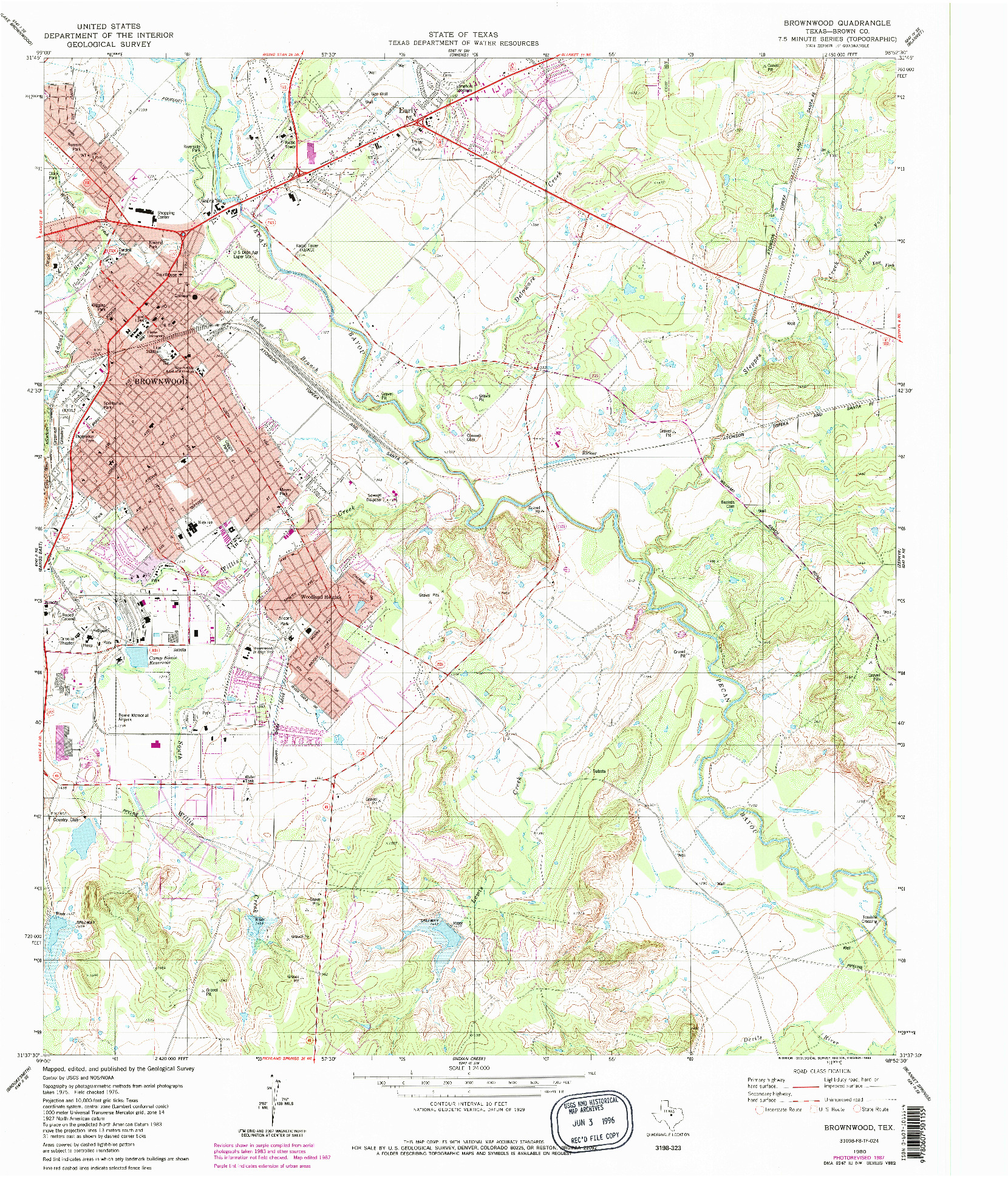USGS 1:24000-SCALE QUADRANGLE FOR BROWNWOOD, TX 1980