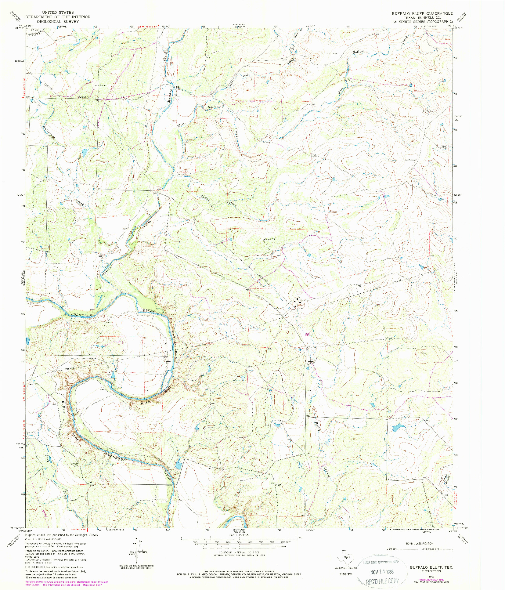 USGS 1:24000-SCALE QUADRANGLE FOR BUFFALO BLUFF, TX 1967