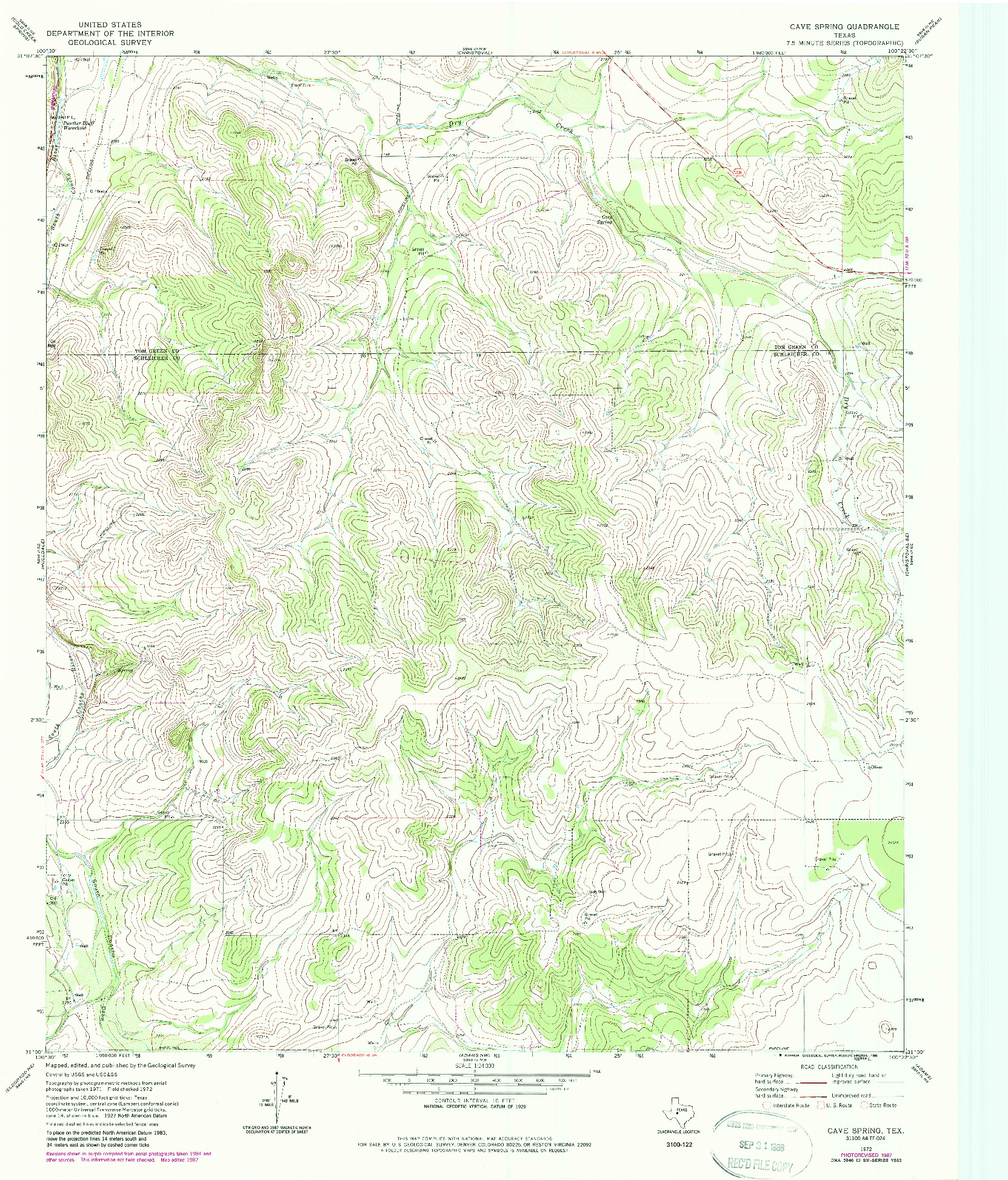 USGS 1:24000-SCALE QUADRANGLE FOR CAVE SPRING, TX 1972
