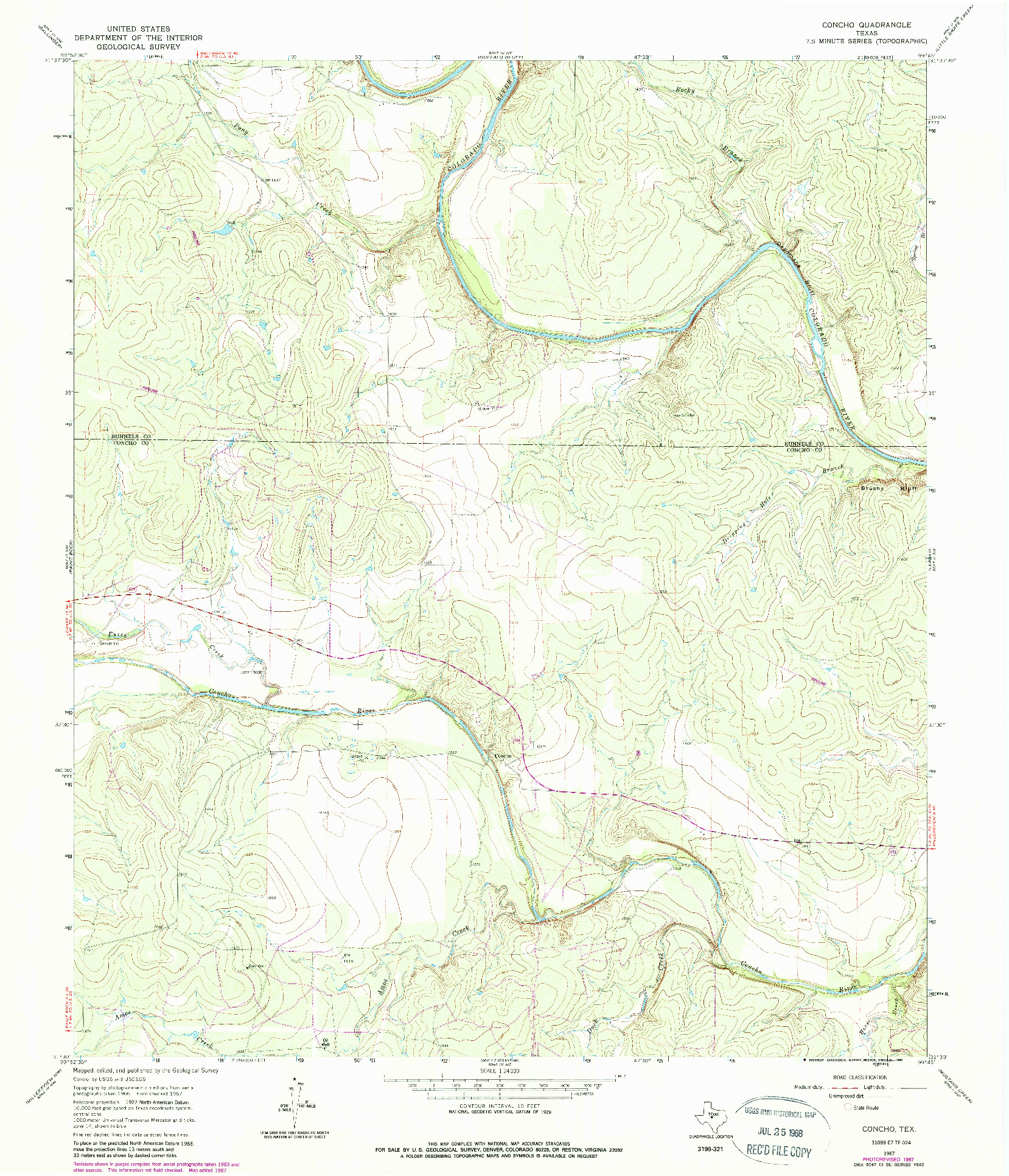 USGS 1:24000-SCALE QUADRANGLE FOR CONCHO, TX 1967