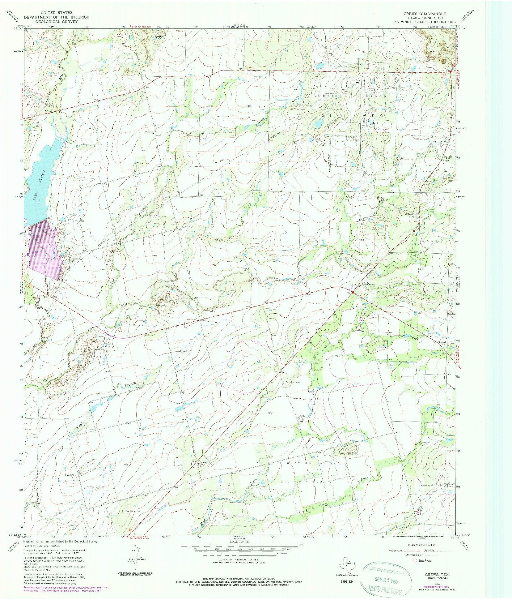 USGS 1:24000-SCALE QUADRANGLE FOR CREWS, TX 1967
