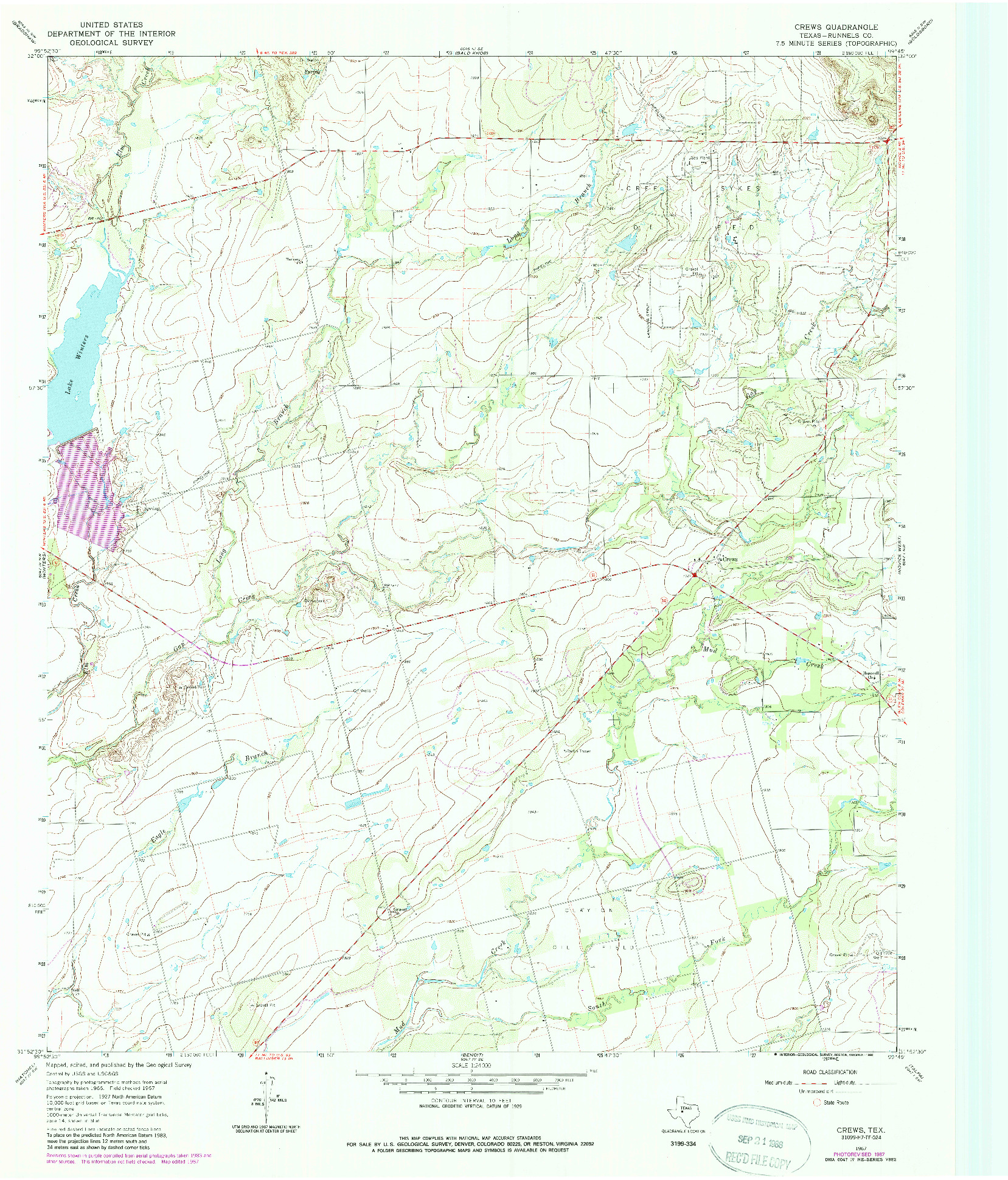 USGS 1:24000-SCALE QUADRANGLE FOR CREWS, TX 1967