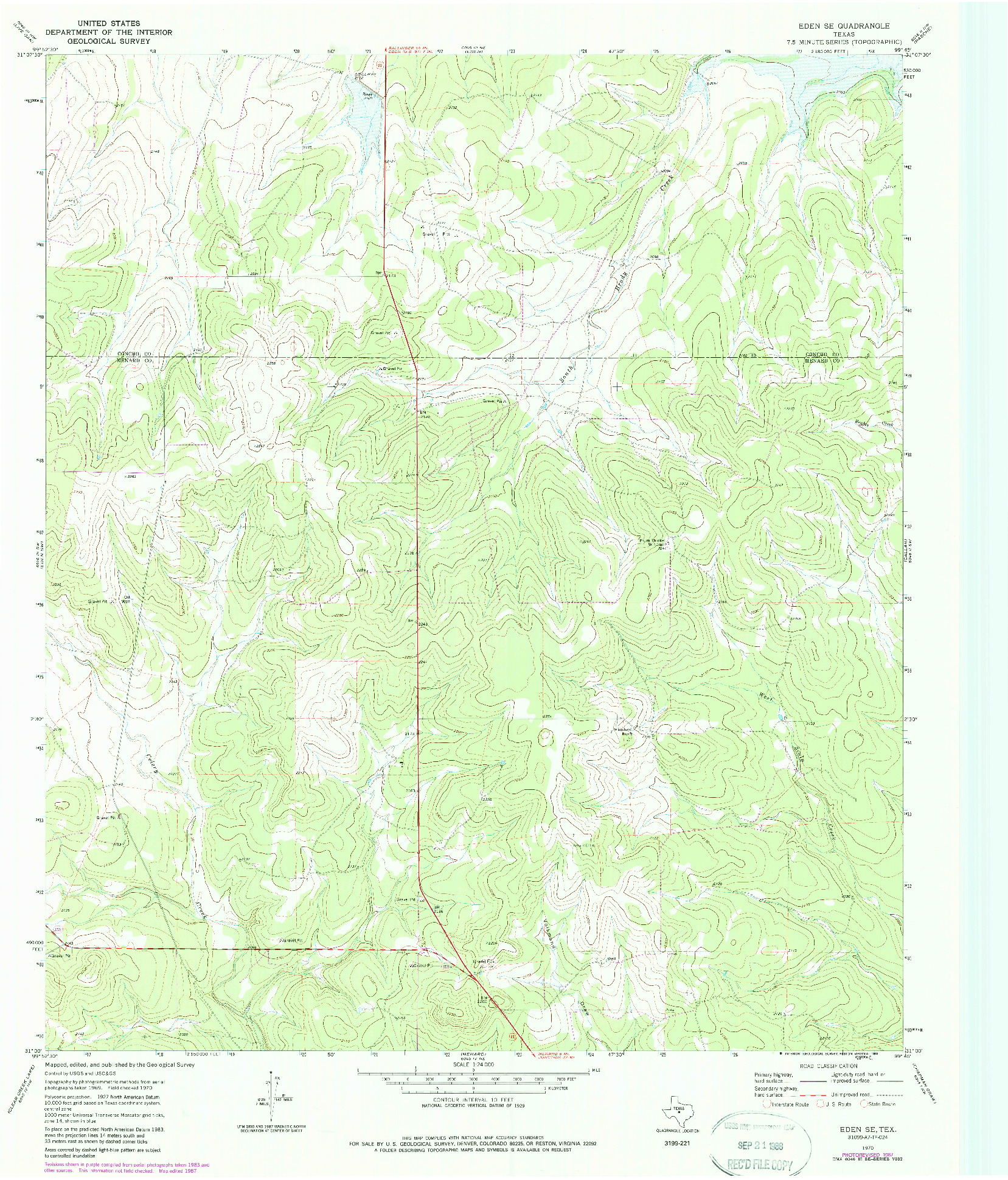USGS 1:24000-SCALE QUADRANGLE FOR EDEN SE, TX 1970