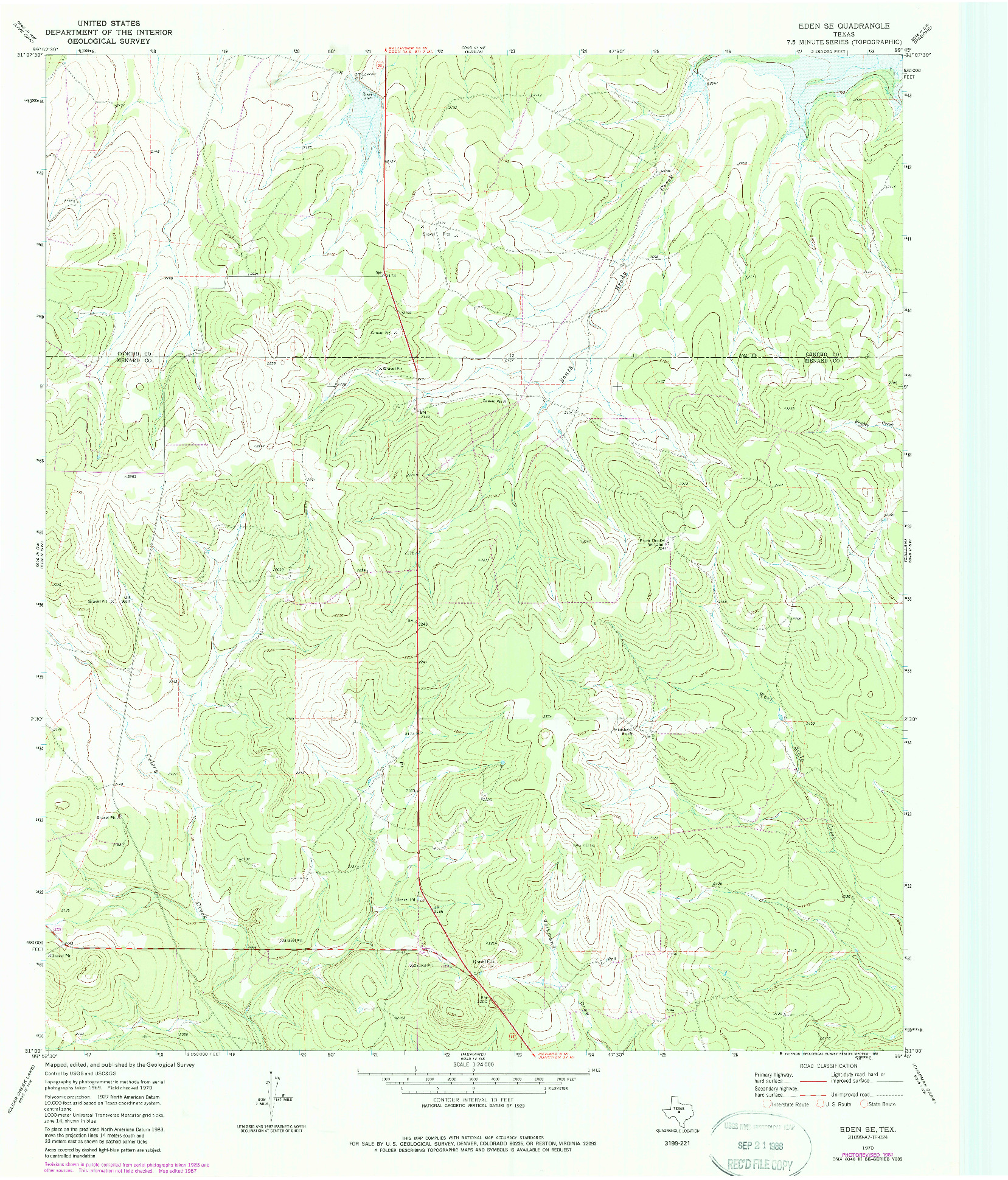USGS 1:24000-SCALE QUADRANGLE FOR EDEN SE, TX 1970